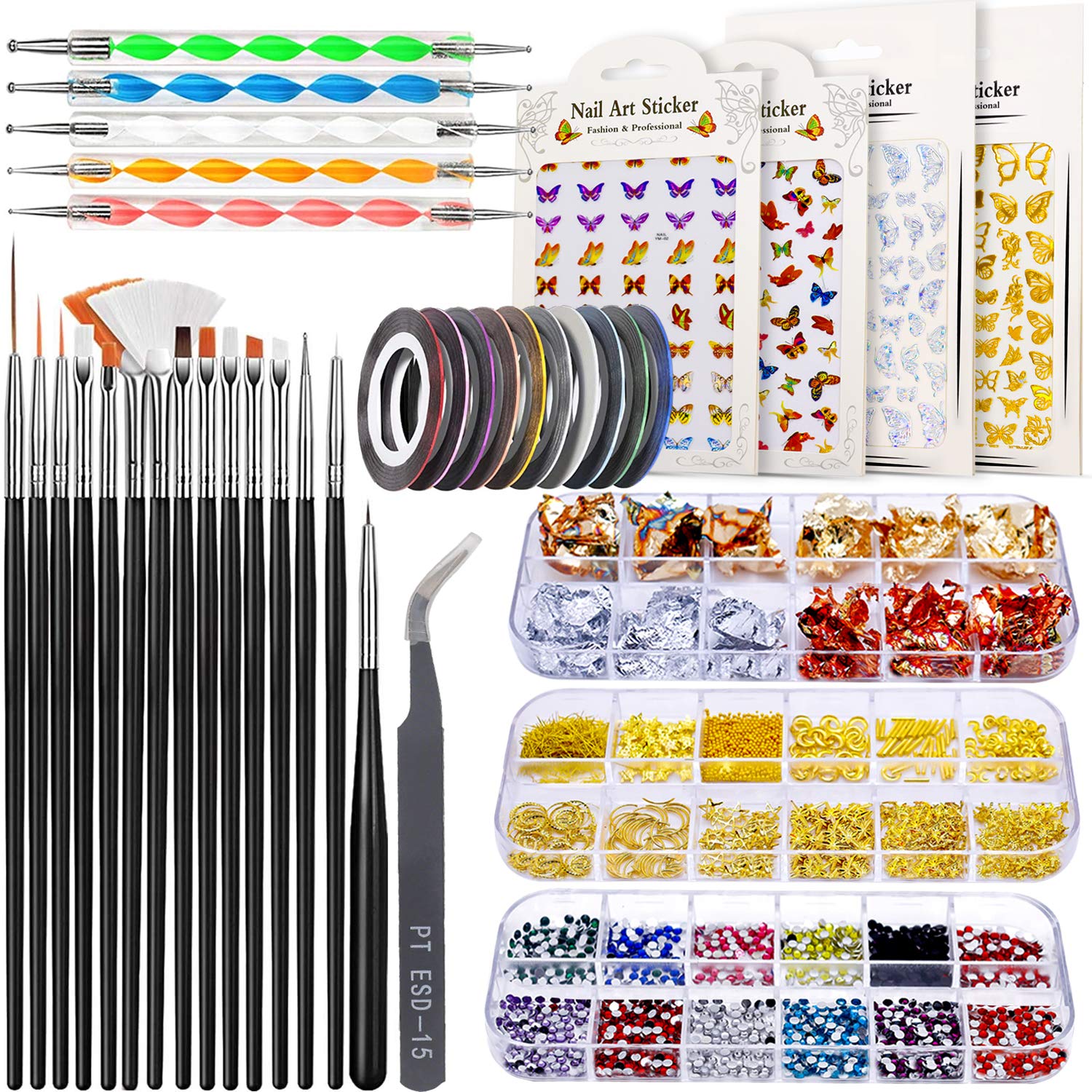 Amazon.com: FULINJOY 5PCS Dotting Pens with 3 PCS Nail Painting Brushes, Nail  Art Design Tools : Beauty & Personal Care