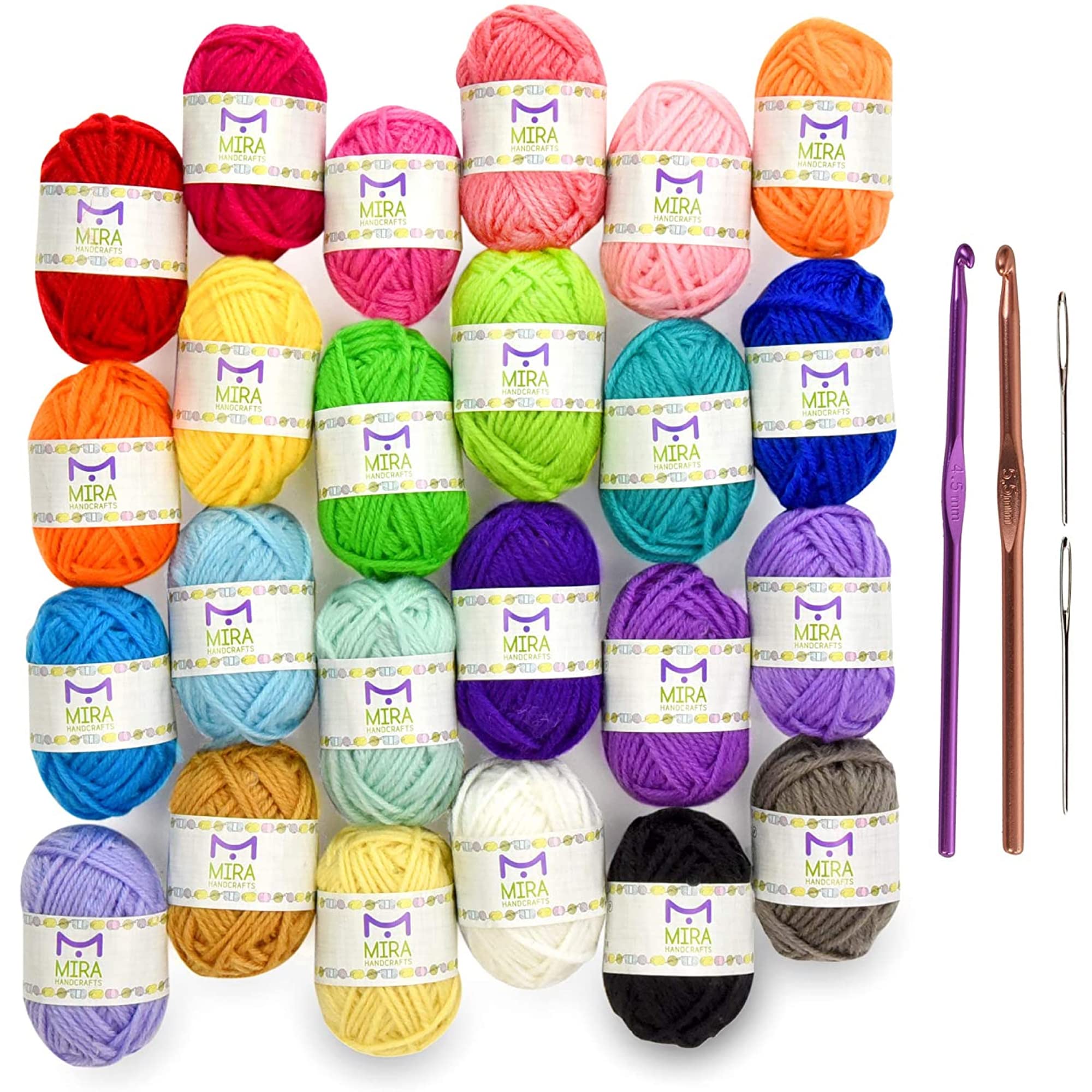 20 Acrylic Yarn Skeins - 438 Yards Multicolored Yarn in Total – Great  Crochet and Knitting Starter Kit for Colorful Craft – Assorted Colors