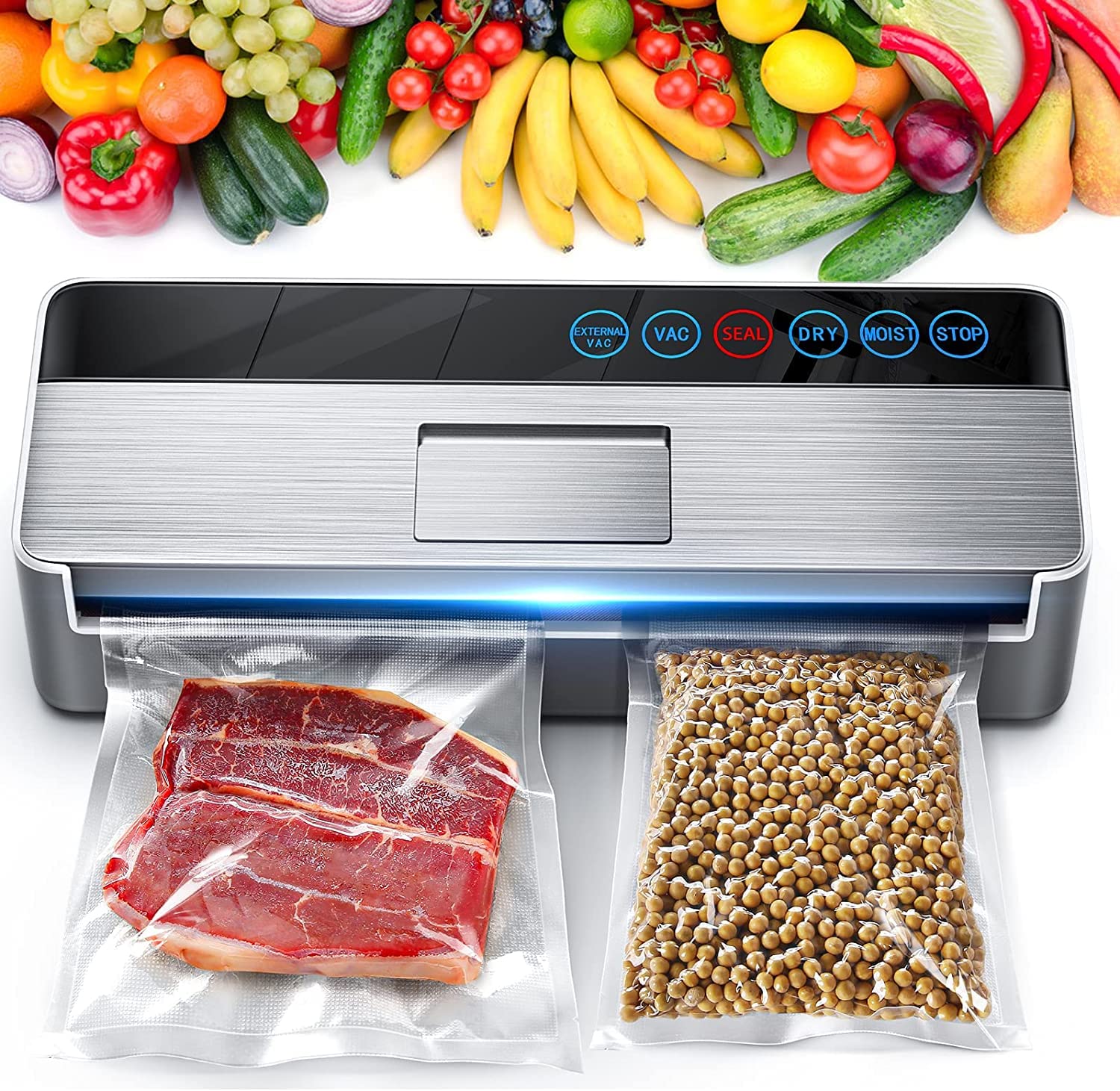 Vacuum Food Sealer Machine For Saver Bags Rolls,Automatic Food Sealer  Machine, Food Sealers Vacuum Packing Machine with Cutter & Bags, Air  Sealing