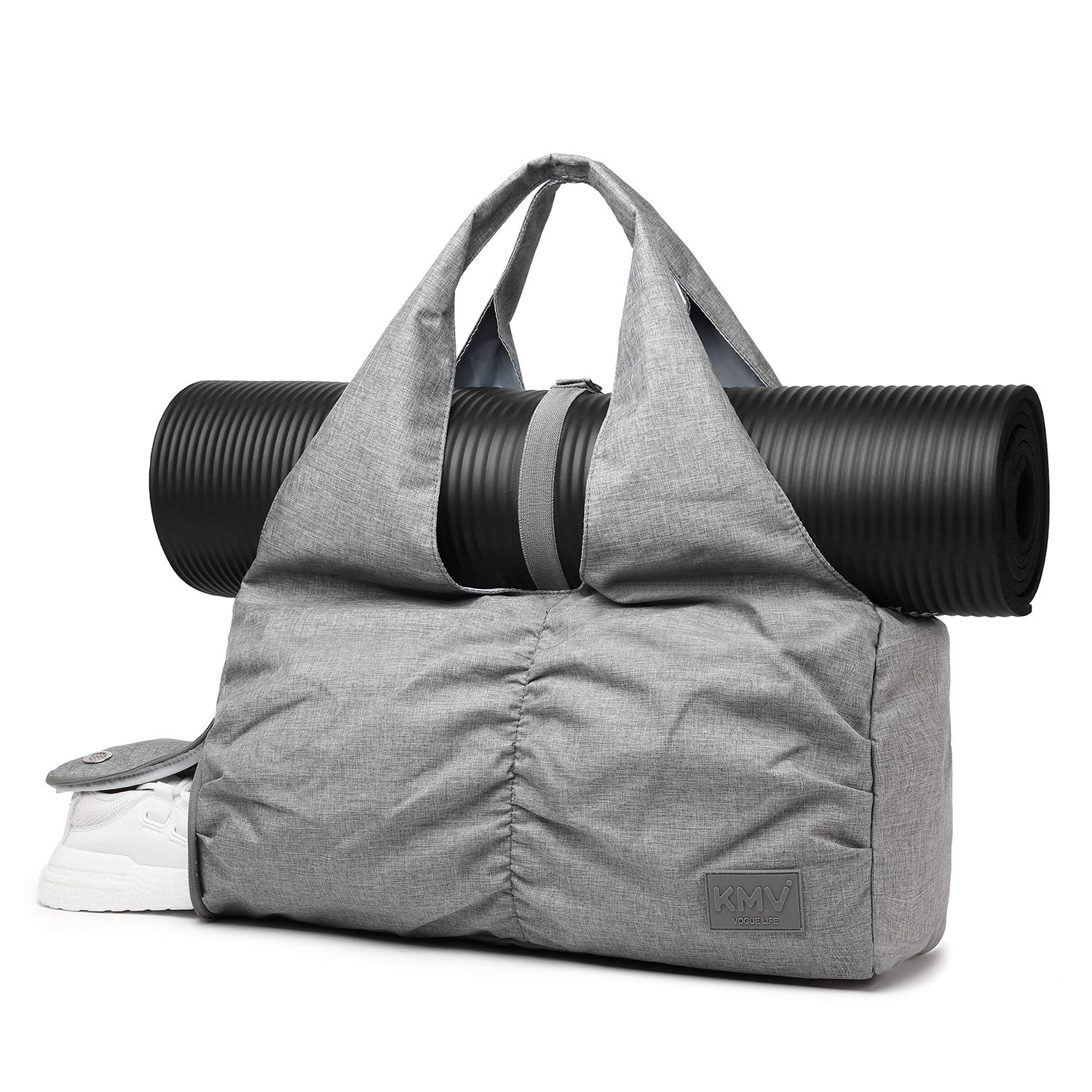 Travel Yoga Gym Bag for Women, Carrying Workout Gear, Makeup, and  Accessories, Shoe Compartment and Wet Dry Storage Pockets Grey Medium
