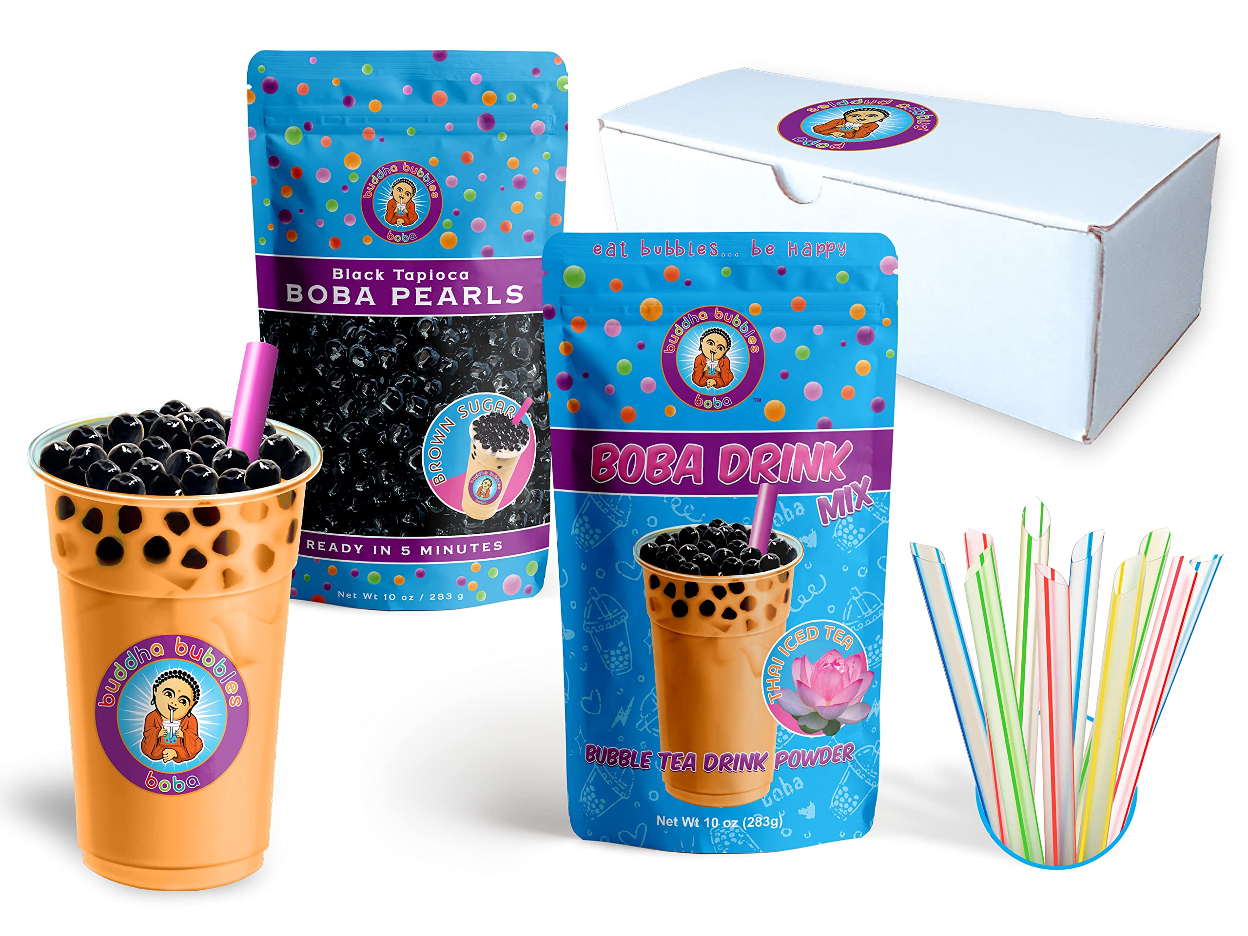 Thai Tea Boba Tea Kit Gift Box Includes Tea Powder Tapioca Pearls Straws By  Buddha Bubbles Boba