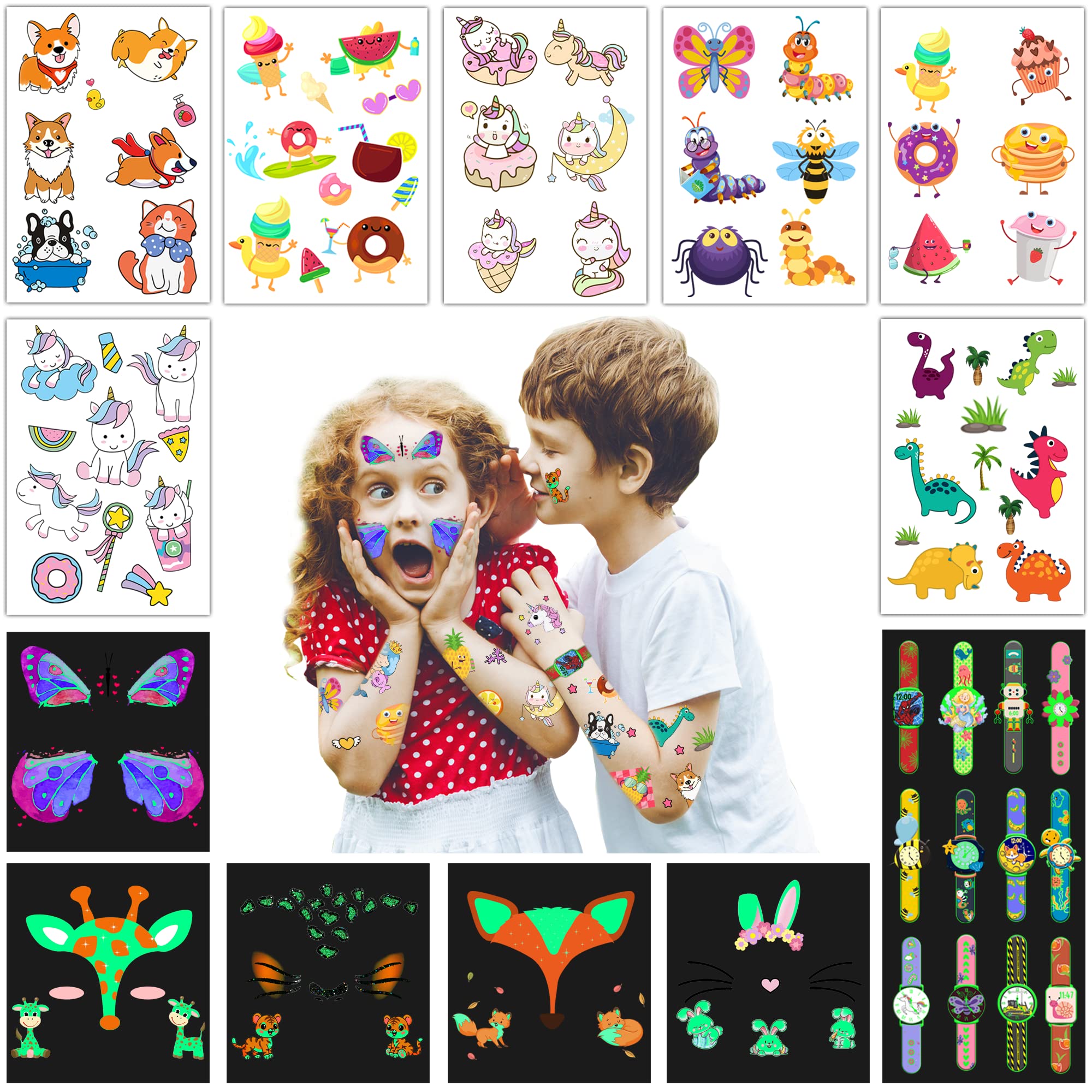 70pcs - 5 Sheets Animal Temporary Face Tattoo Sticker Set for Kids Water  Transfer Festival Body Paint Makeup Decoration Stickers Cartoon Watches  Tattoos for Children