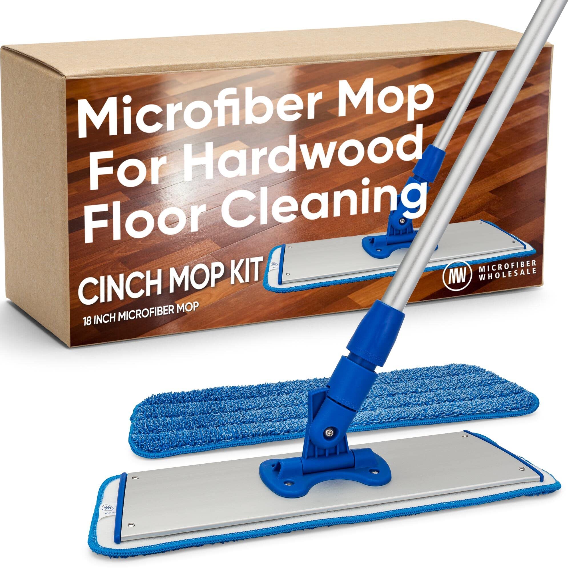 Cinch Mop - Microfiber Mop for Hardwood Floors - Flat Mops System for Wood,  Tile, Laminate, Vinyl, 2 Wet Pads Refills, Reusable Micro Fiber Mopping  Heads Cinch Mop Pad Refill 3 Pack