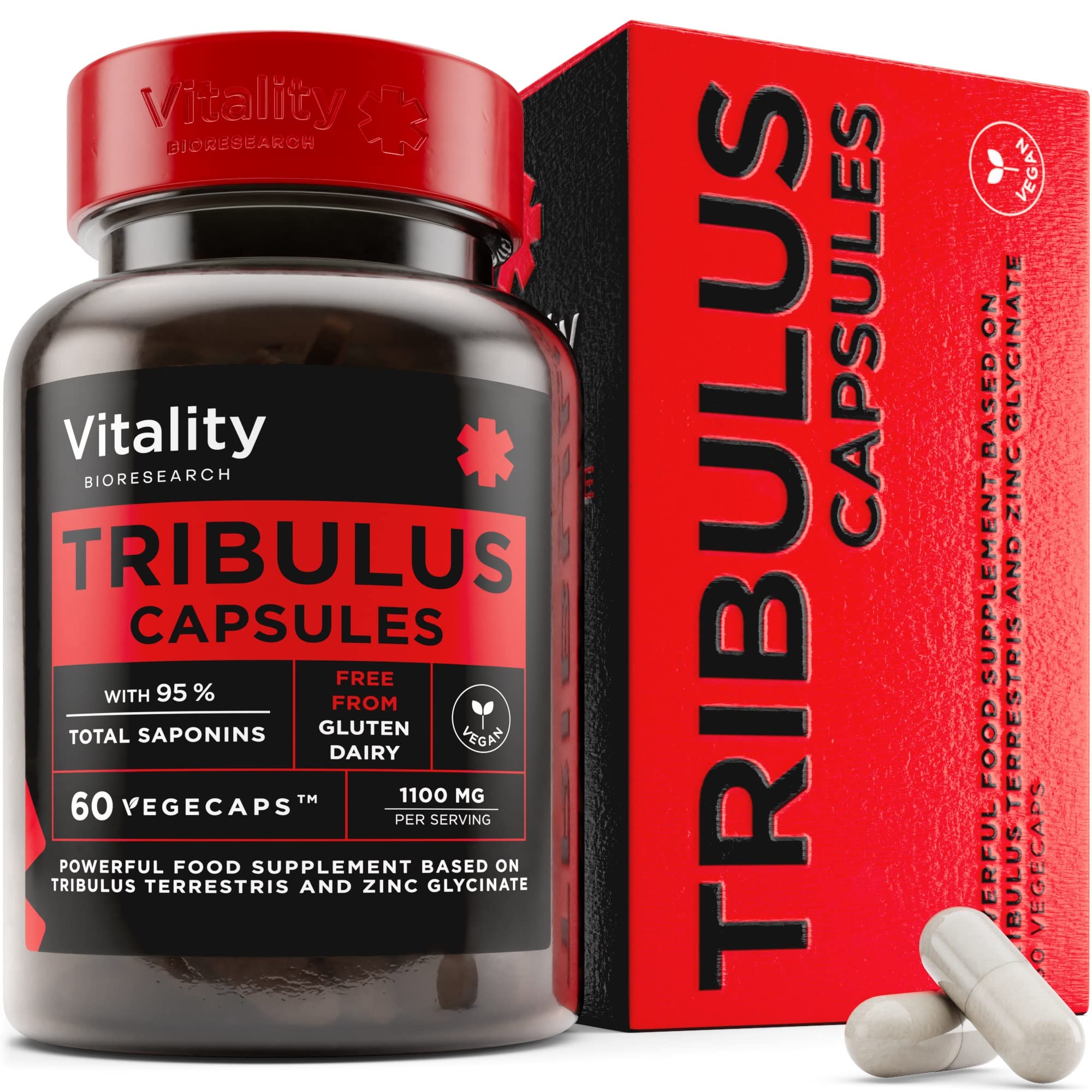Vitality Bioresearch Tribulus Terrestris For Men Supplements 1100mg With Zinc Glycinate 3016