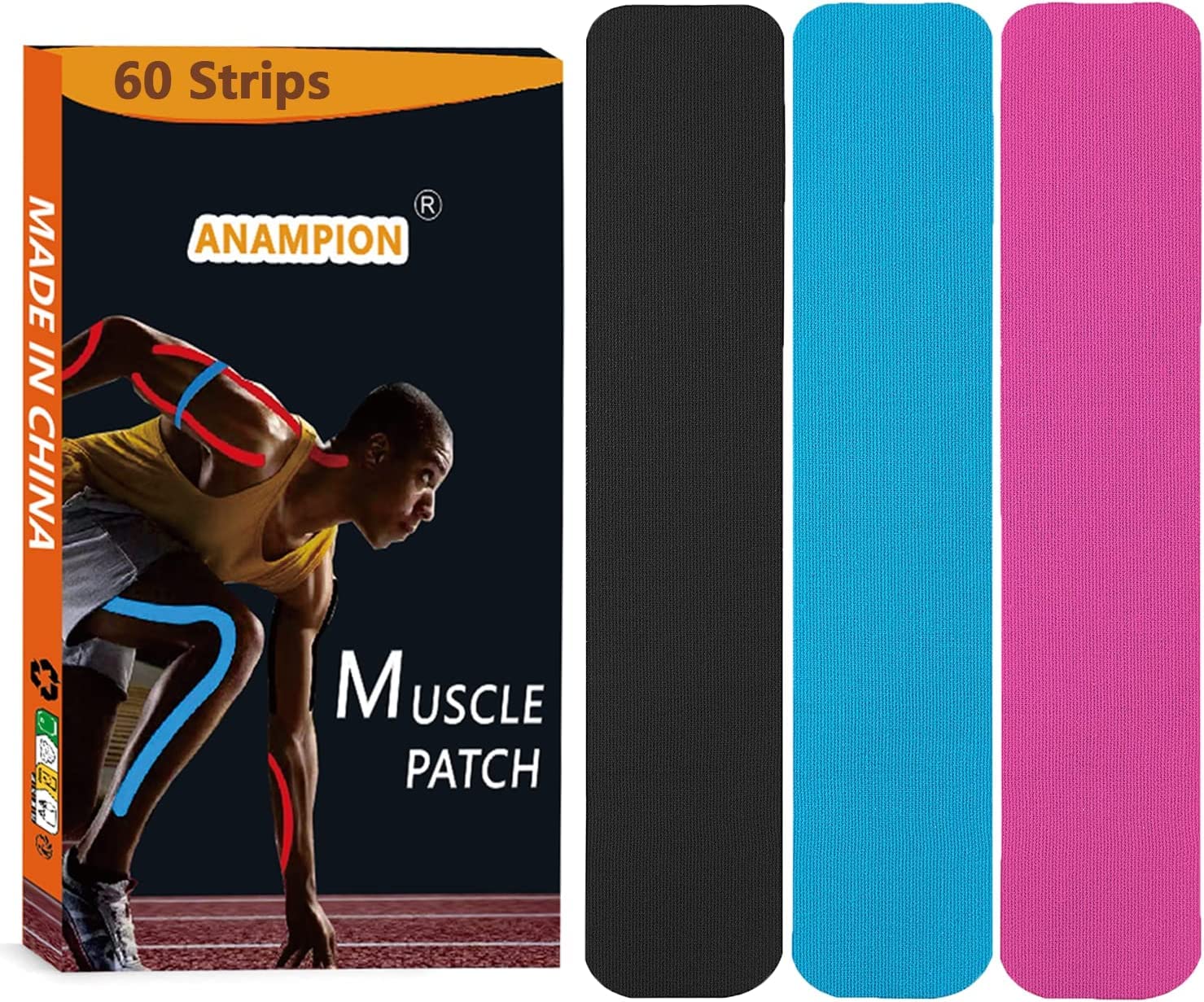 Kinesiology Tape Pro Athletic Sports (60 Precut Strips) Waterproof  Breathable Athletic Elastic Kneepad Muscles & Joints Pain Relief Knee  Taping for Gym Fitness Running Tennis Swimming Football (Mix)