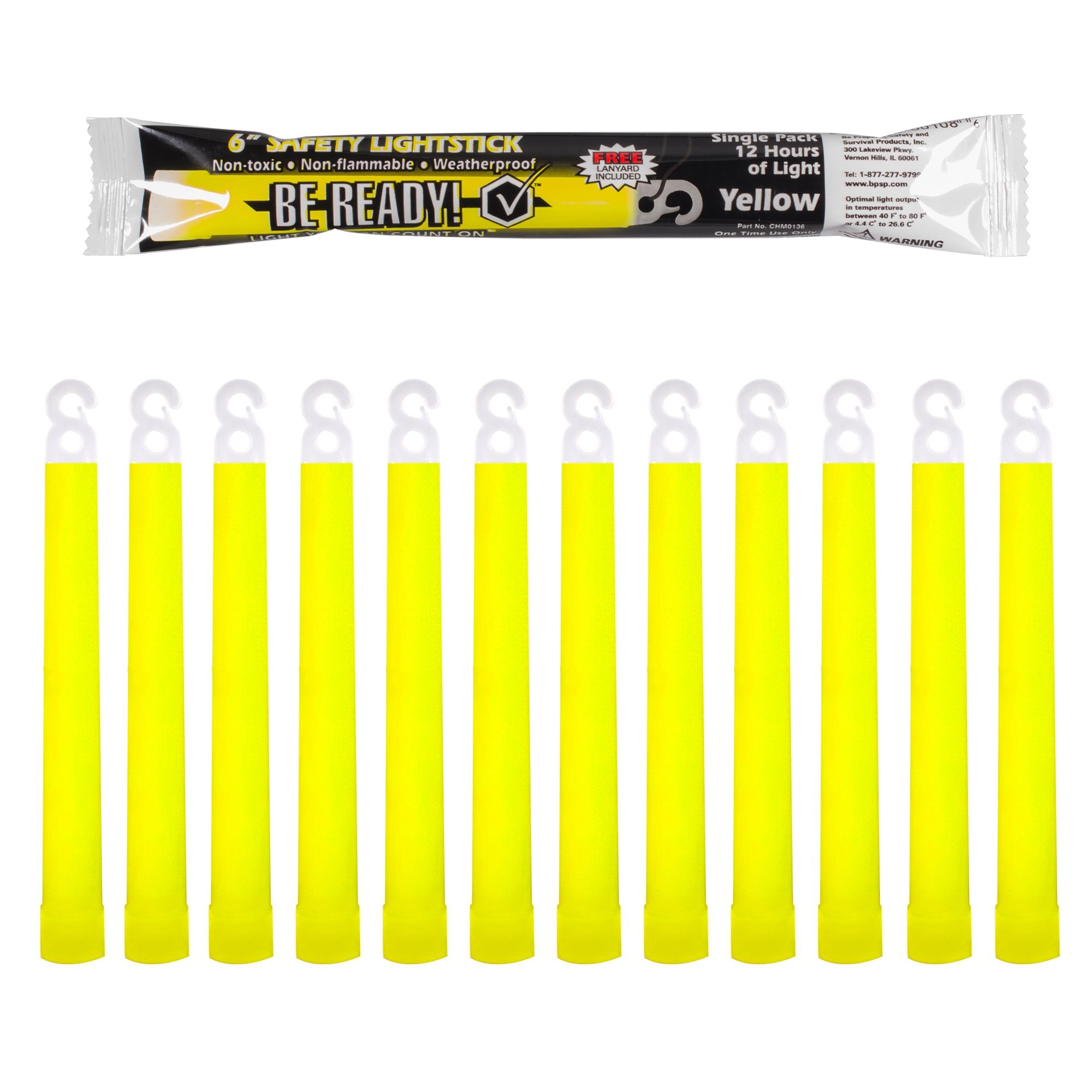 6 Industrial Grade Yellow Light Sticks - 12 Hour