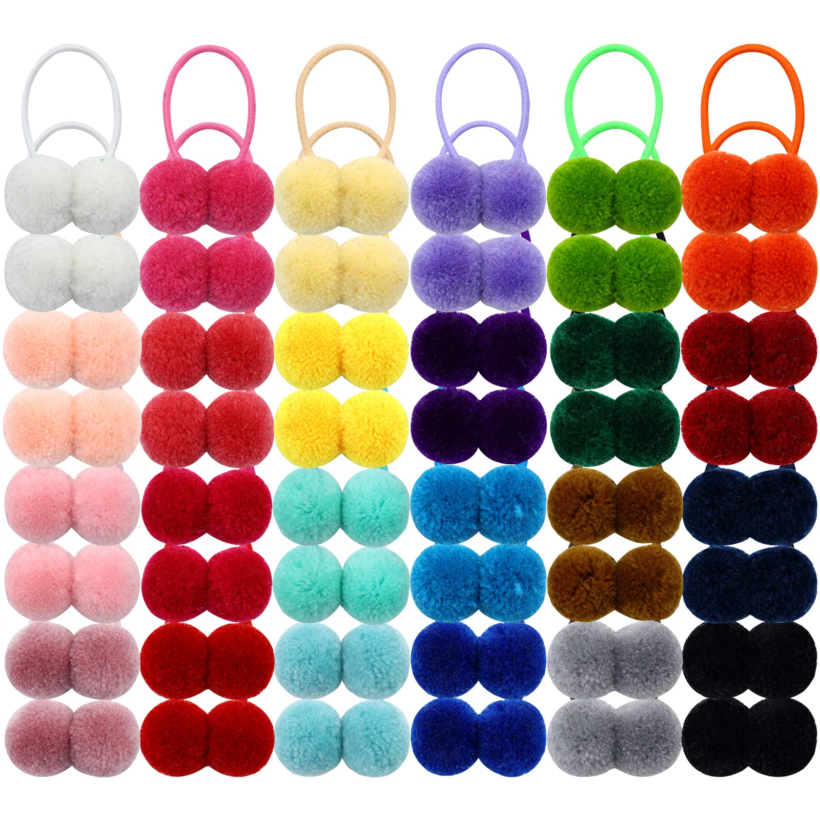 Womens Girls 4 Pack Colorful Small Pom Pom Balls and Star Elastic Hair Ties  Rings Ponytail Holder Hair Accessories