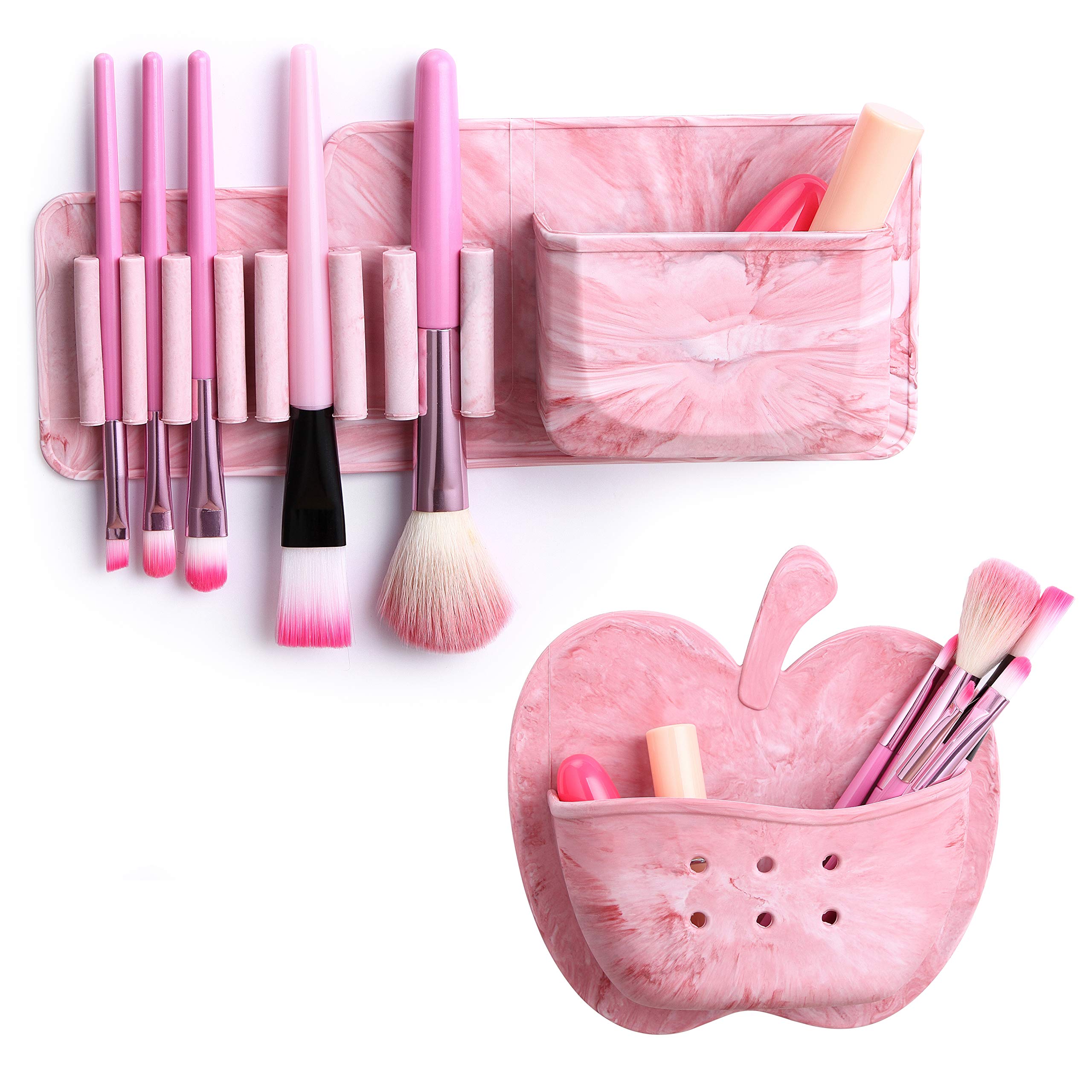 Arsty Portable Silicone Makeup Brush Holder Cosmetic Organizer (PINK)
