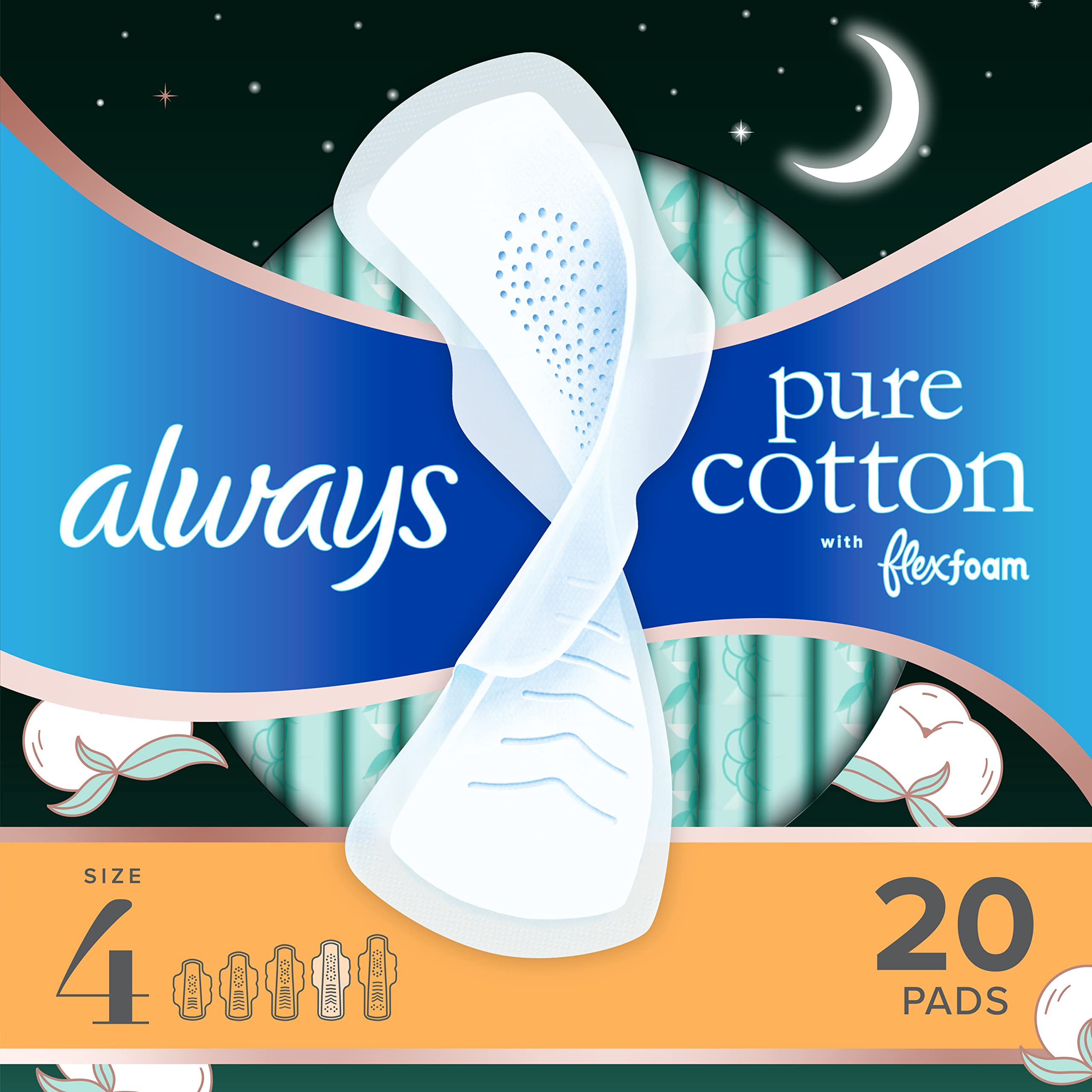 Always Pure Cotton With Flexfoam Pads For Women Size 1 Regular