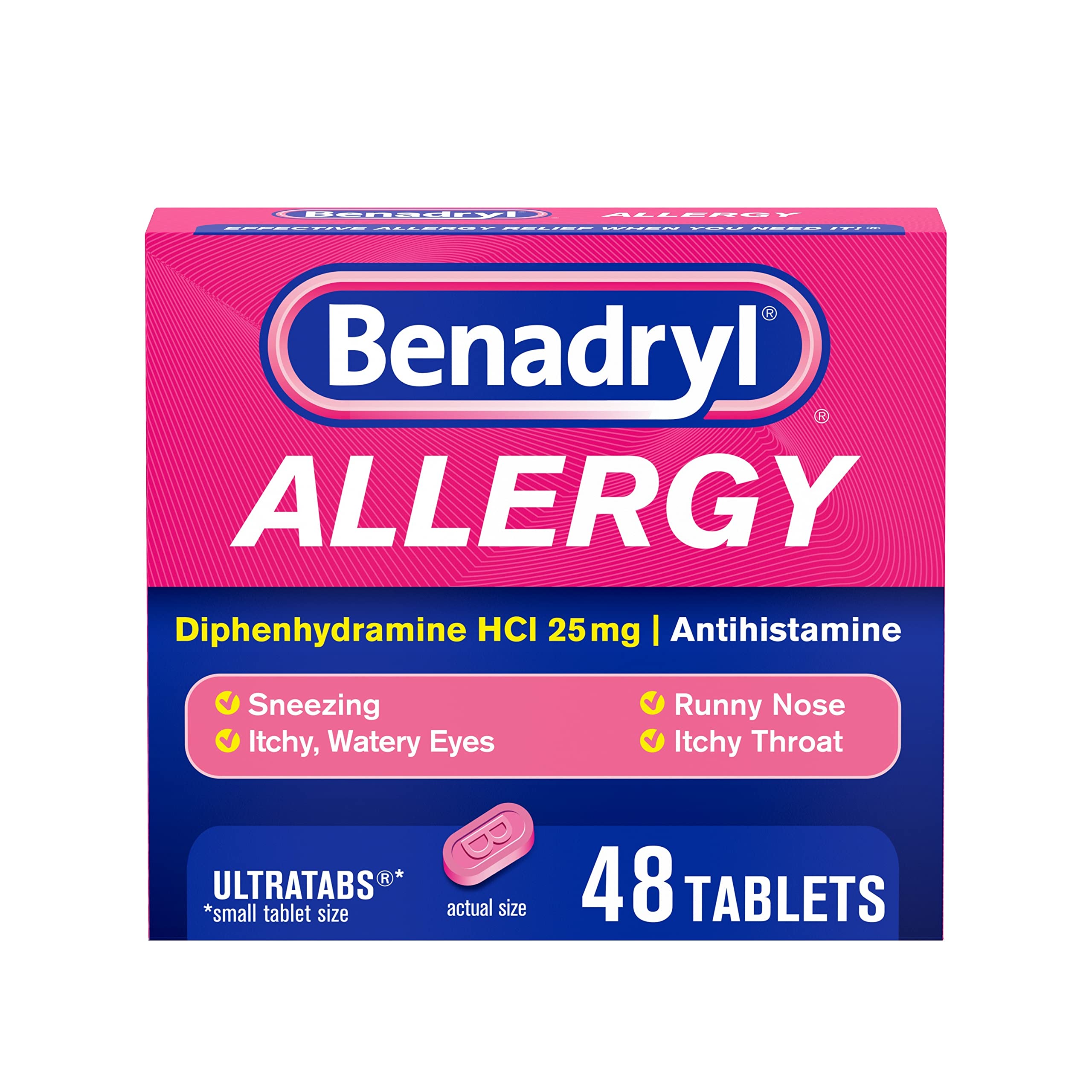 Benadryl Ultratabs Antihistamine Allergy Medicine, Diphenhydramine