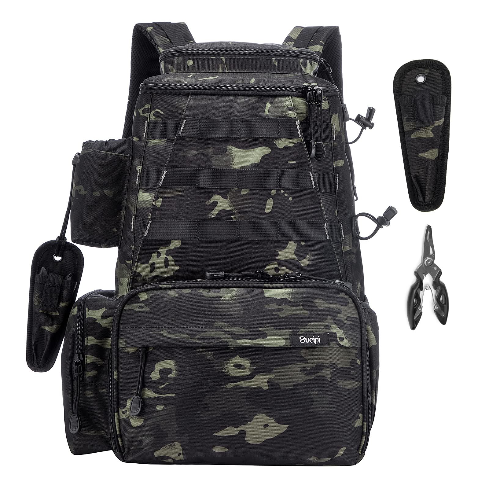 Large Fishing Backpack with Cooler Waterproof Rod Holder Storage Bag Gear 