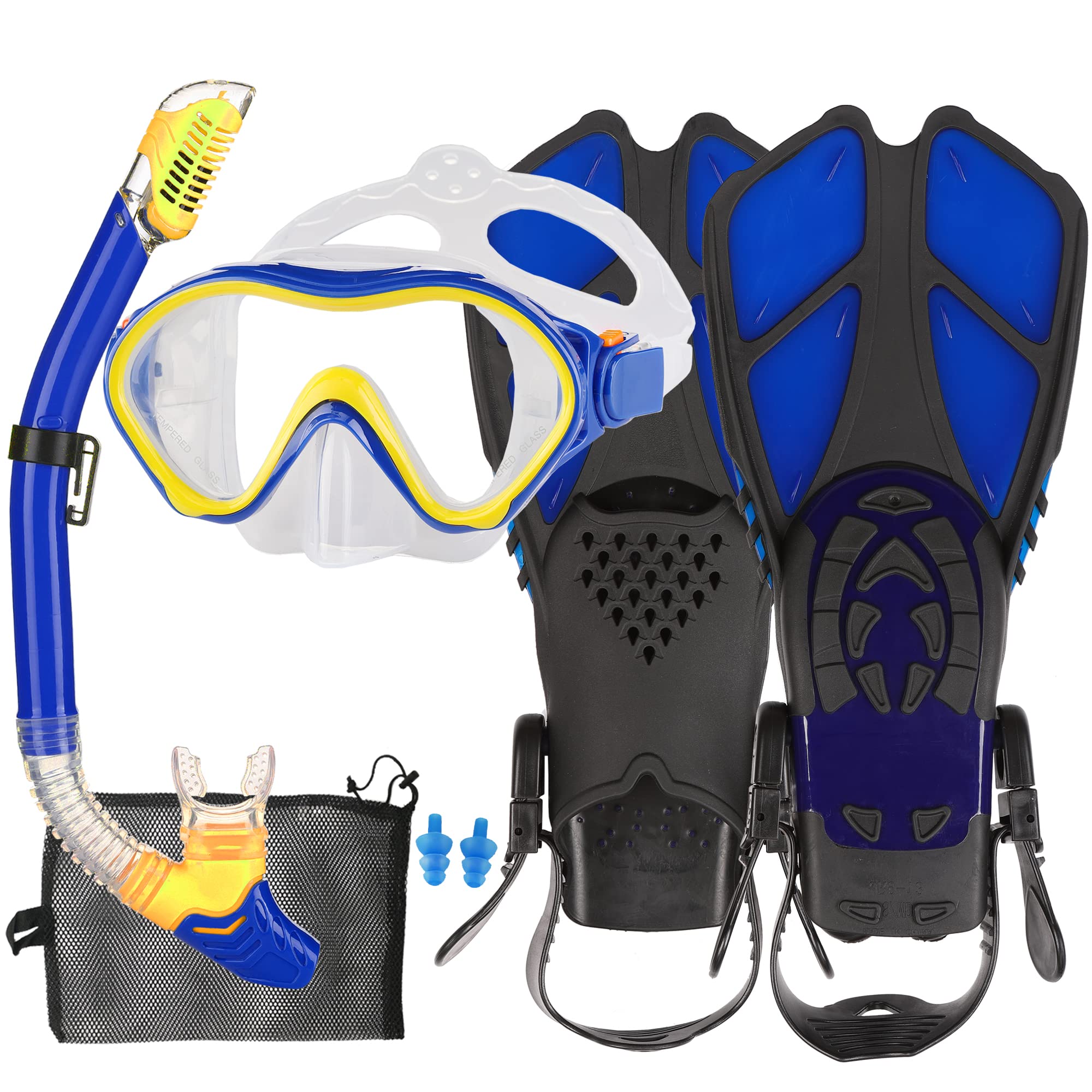 Junior Snorkeling Scuba Diving Mask DRY Snorkel Fins Set for kids