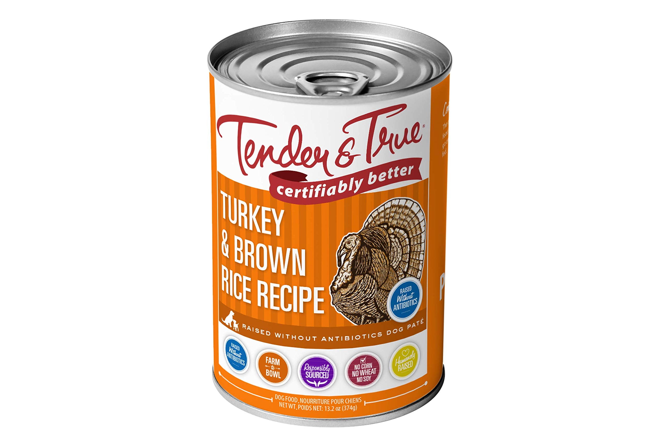 Tender and True Pet Food Dog Food Can ABF Wet Turkey Brown Rice