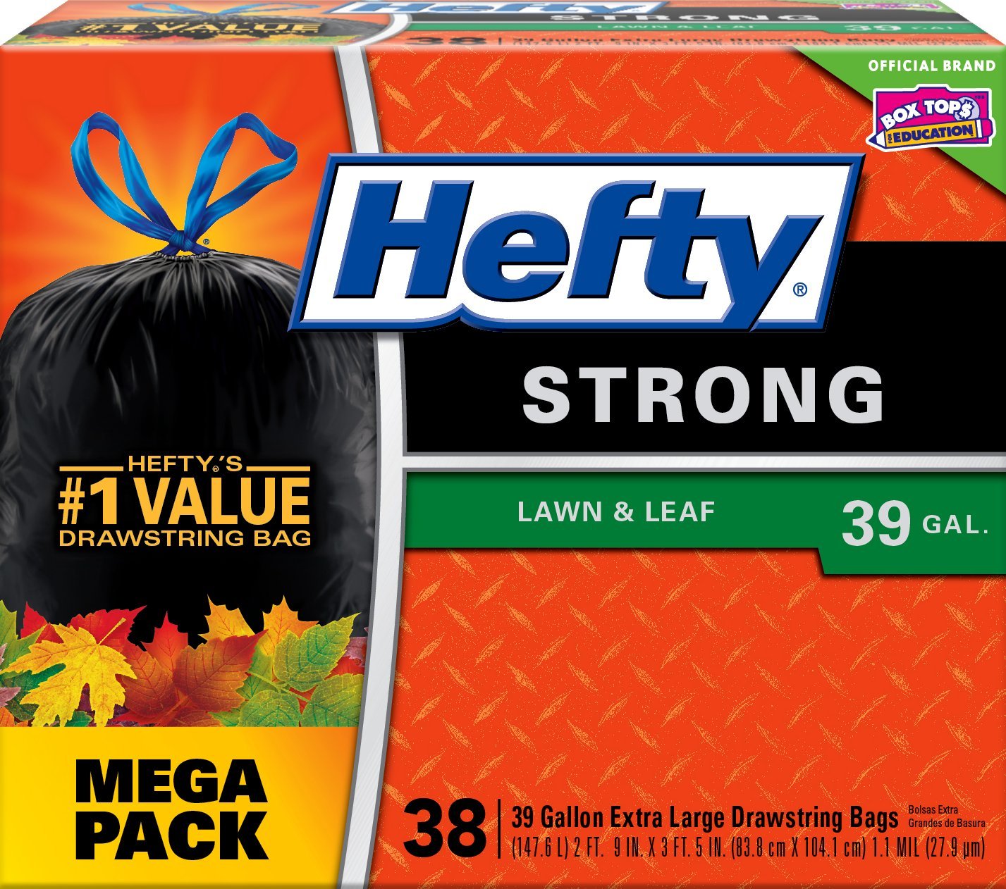 Hefty Strong Lawn & Leaf Large Garbage Bags - 39 Gallon, 38 Count