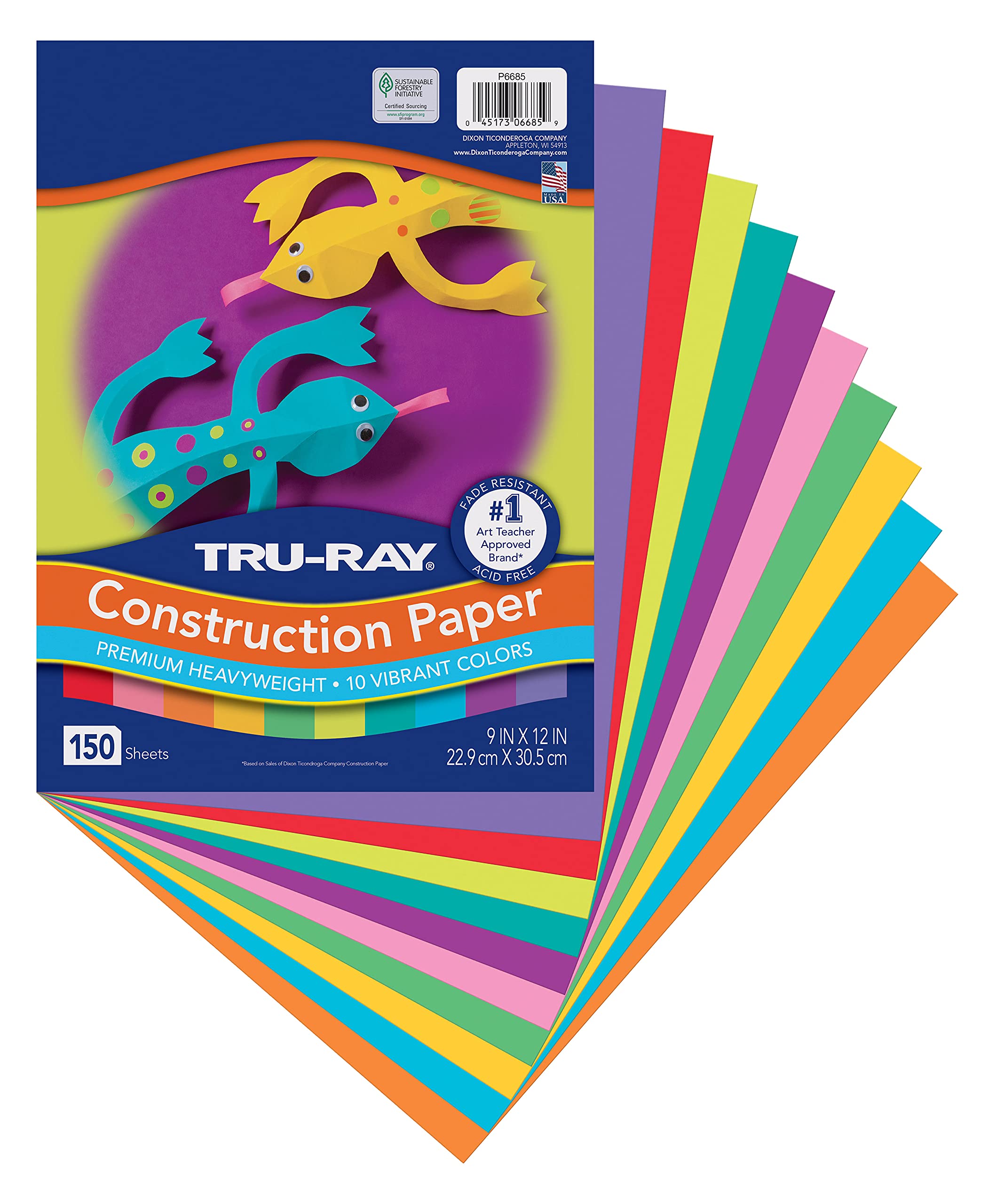 Tru-Ray Sulphite Construction Paper, 9 x 12 Inches, Assorted Colors, 50  Sheets