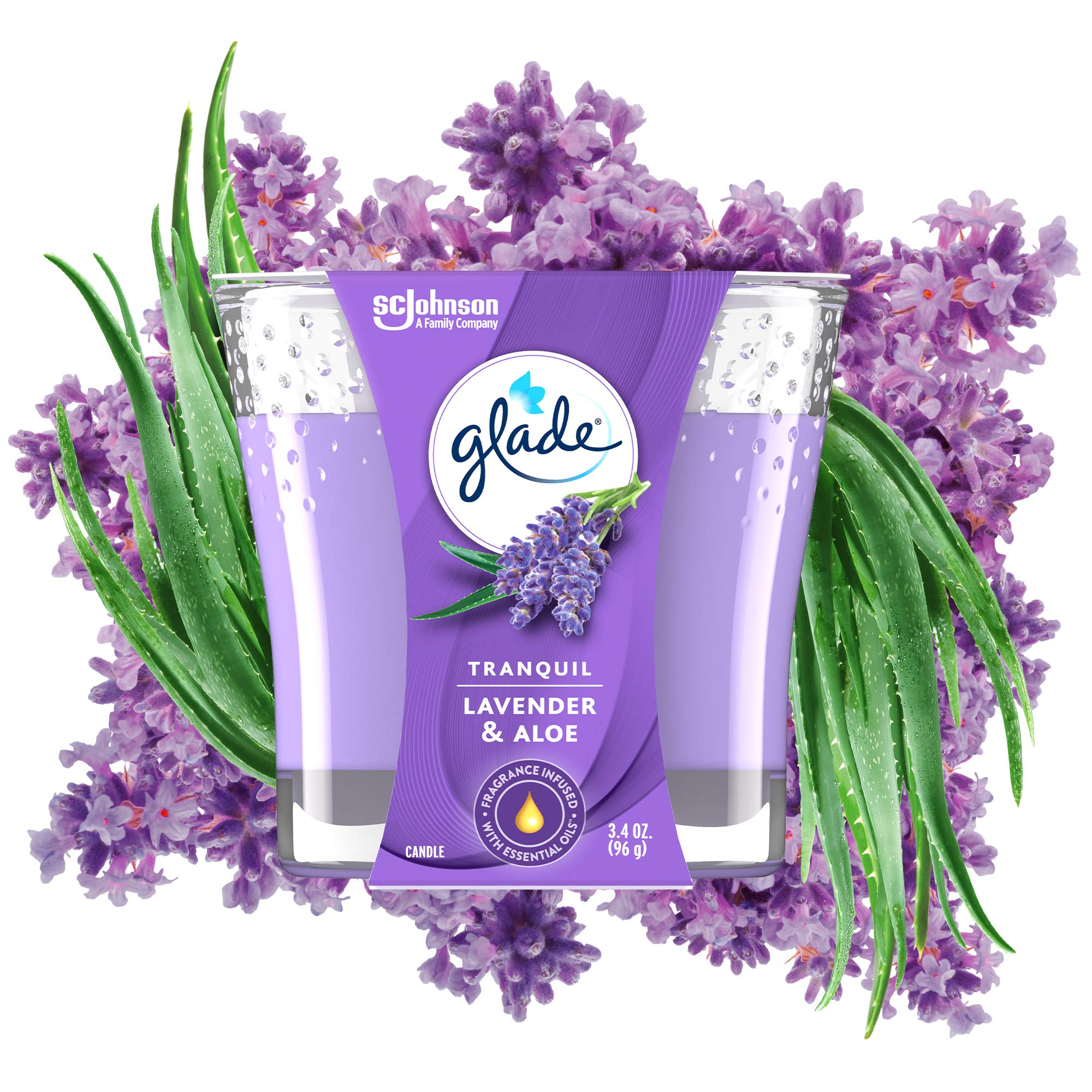 Glade Candle Jar, Air Freshener, Tranquil Lavender & Aloe, 3.4 Oz