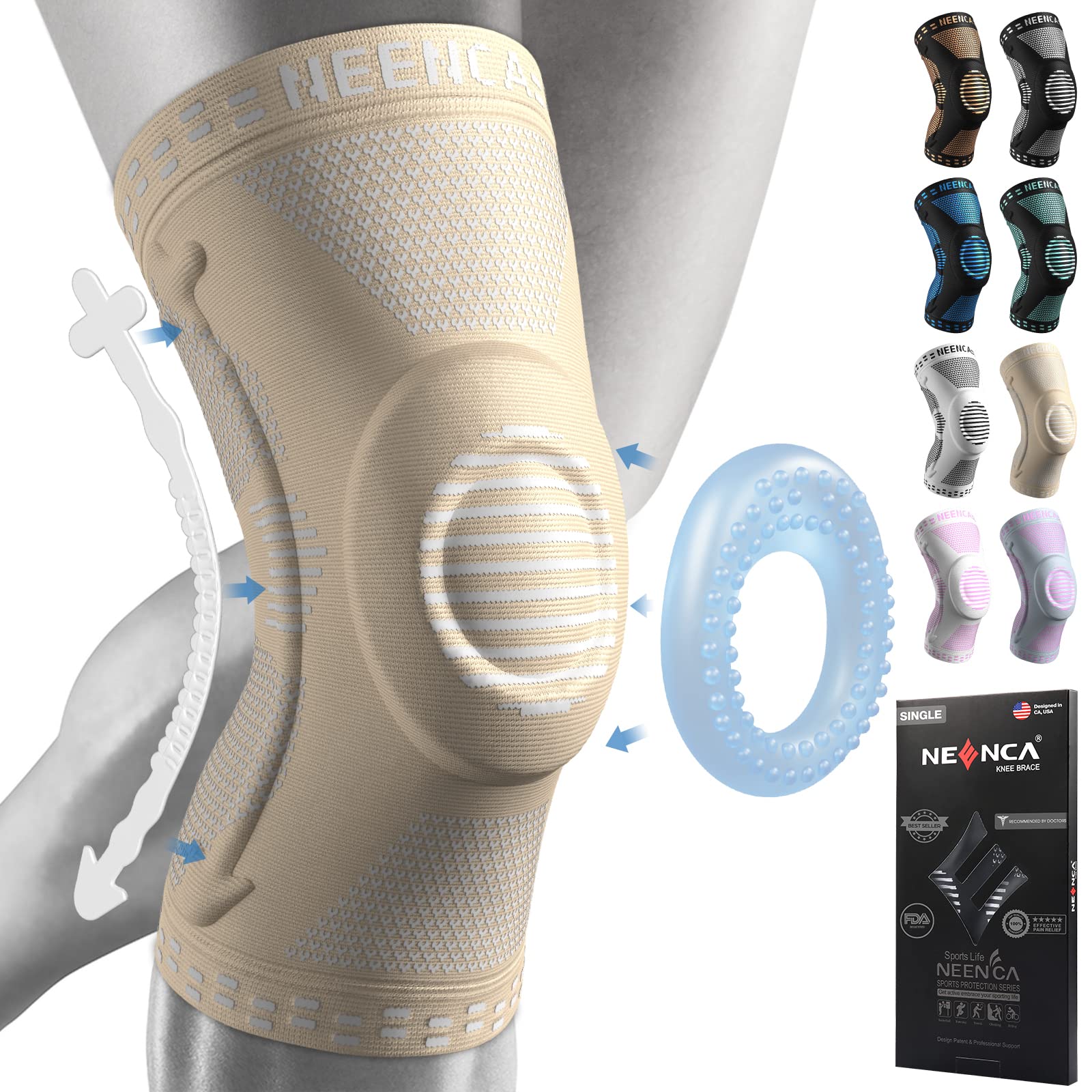 Neenca Knee Stabilizers, Compression Knee Brace, Run Knee Pad