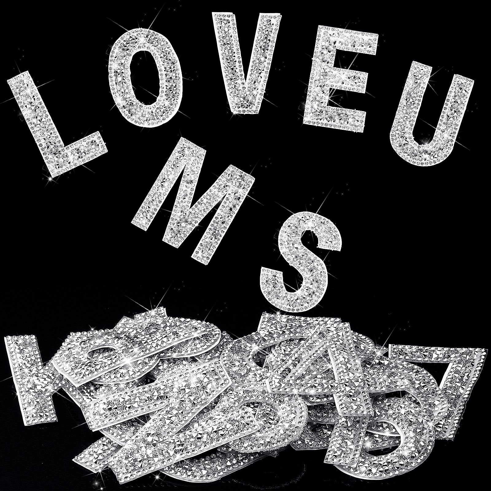 37 Pieces Rhinestone Letter Stickers Large Glitter Alphabet Stickers Number  Crys