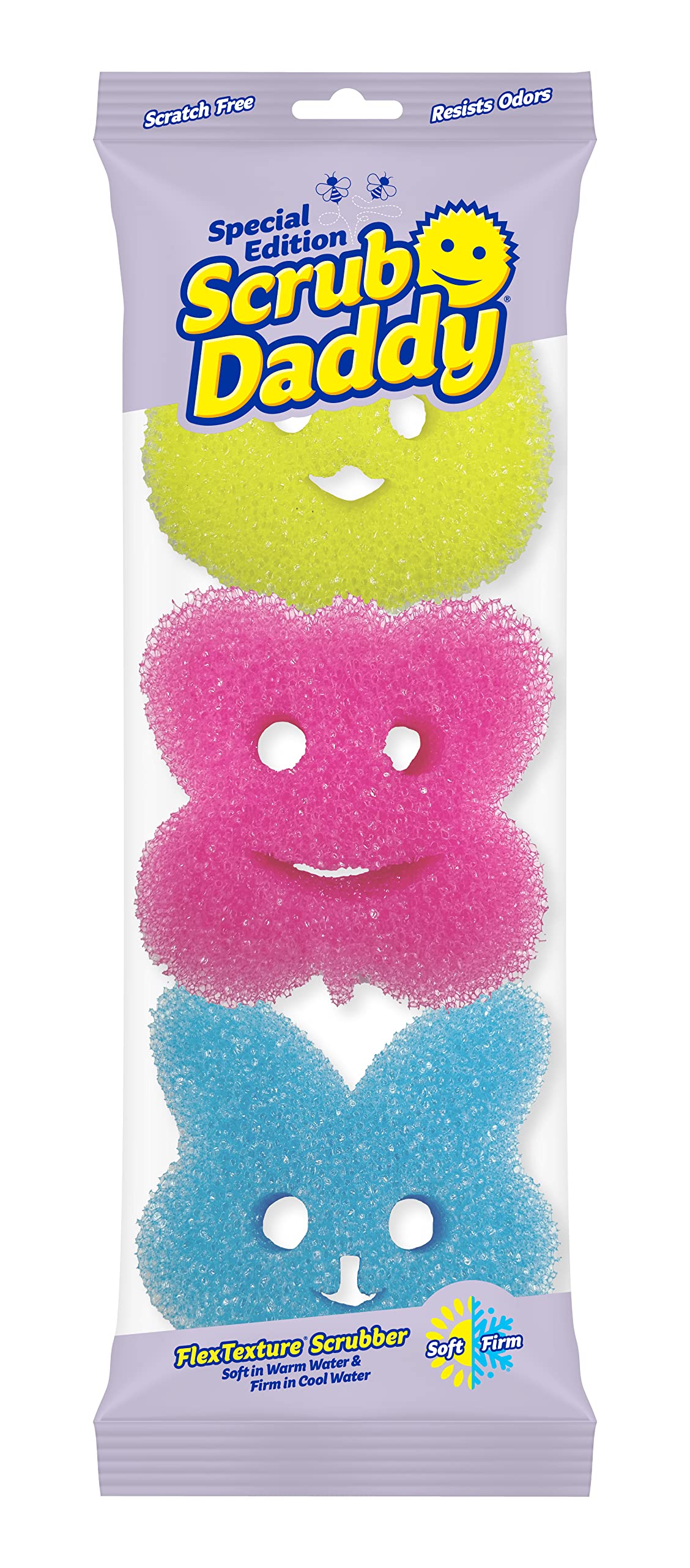  Scrub Daddy Color Sponge - Scratch-Free Multipurpose Dish Sponge  Color Variety Pack - BPA Free & Made with Polymer Foam - Stain & Odor  Resistant Kitchen Sponge (3 Count) : Health & Household