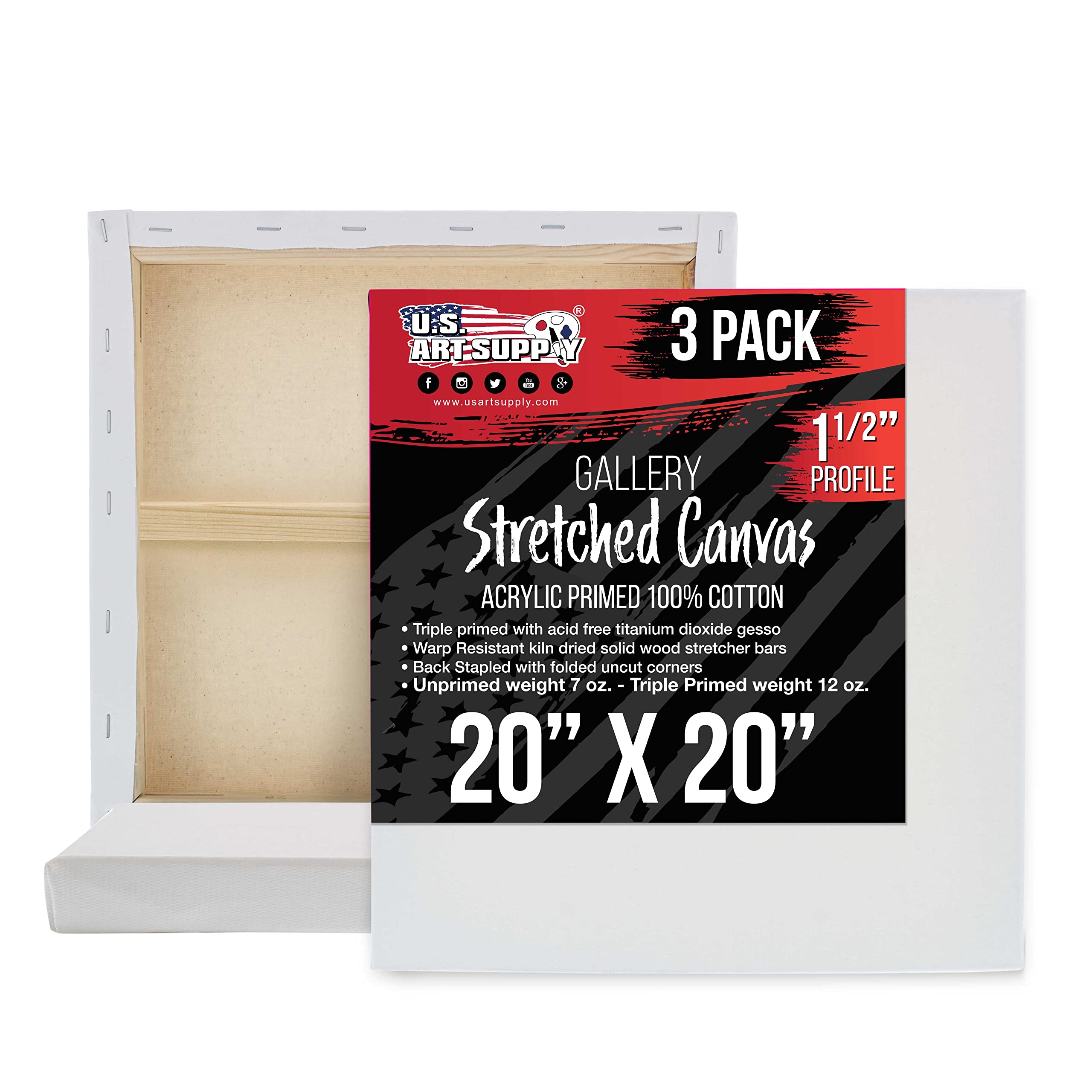 2 pcs Stretched Canvas for Painting 100% Cotton Blank Canvas Boards for  Painting Art Supplies for Acrylic Pouring and Oil Paint