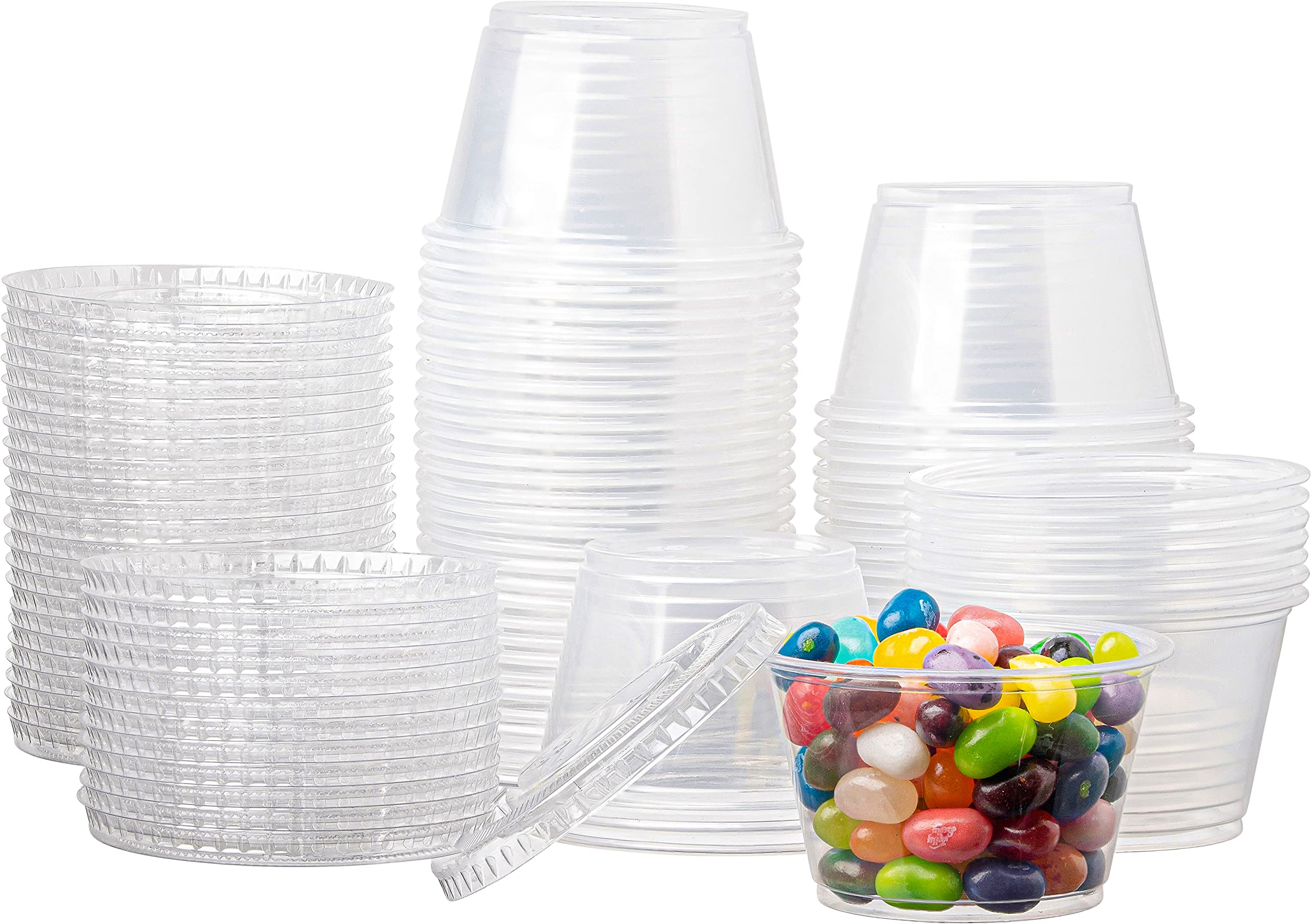 [260 Sets - 1 oz ] Jello Shot Cups, Small Plastic Containers with Lids,  Airtight and Stackable Portion Cups, Salad Dressing Container, Dipping  Sauce