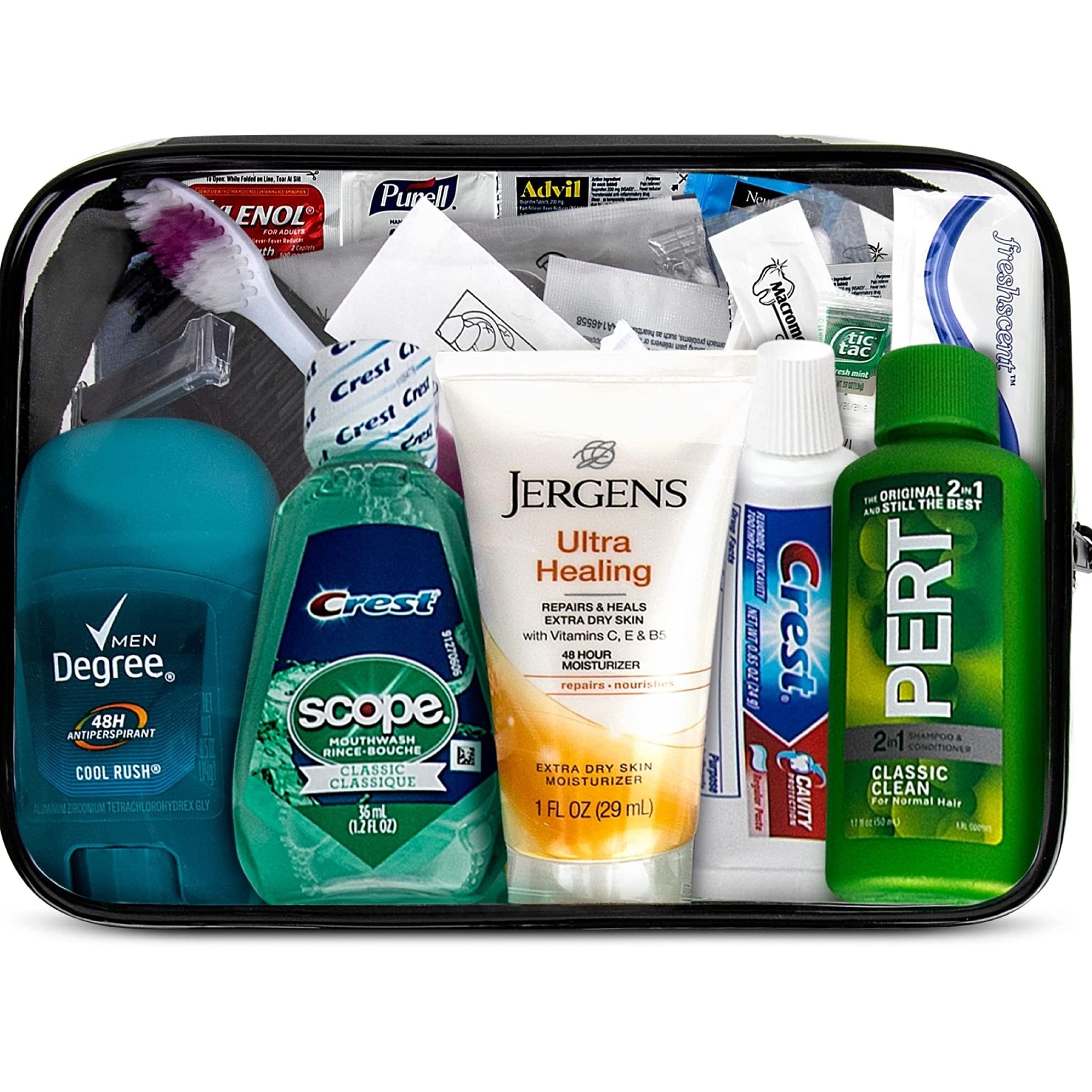 TrekTote 20-Piece Travel Toiletry Convenience Kit - Personal Care Travel  Hygiene Essentials Bag with Unisex Toiletries. TSA-Approved Travel Size Kit