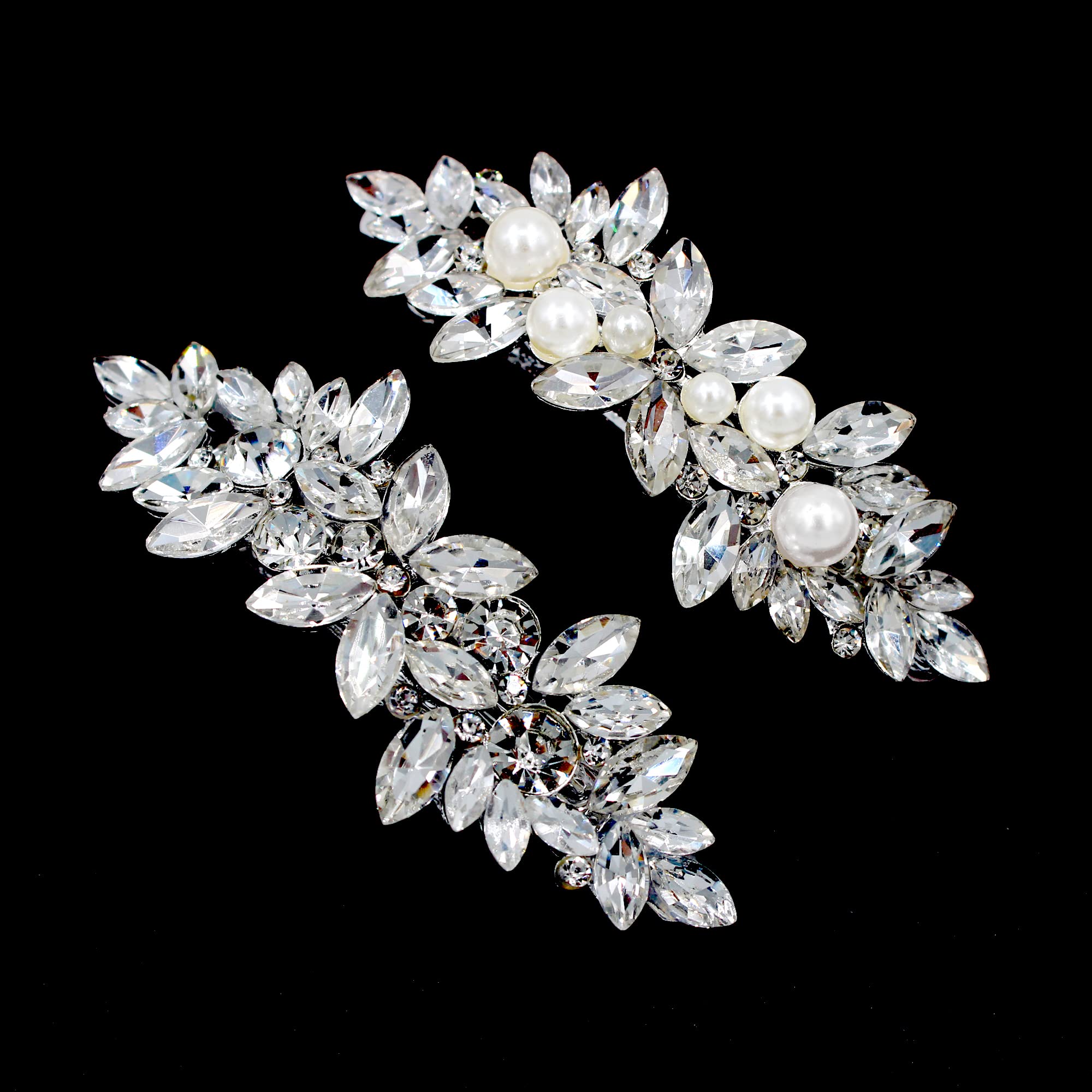 Fireach Hair Barrettes for Women Crystal Rhinestones Pearl Hair