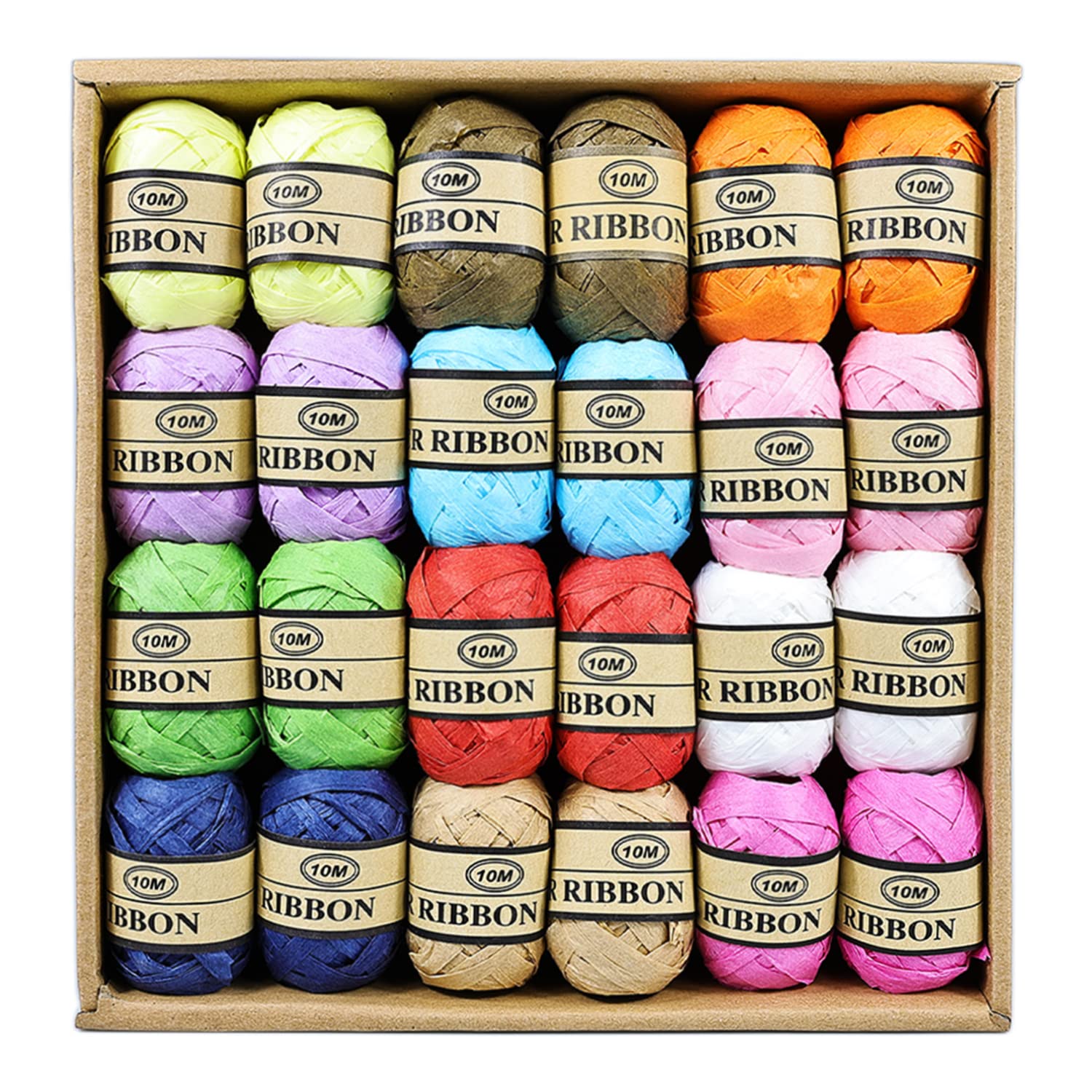 2 Rolls Colored Paper String Raffia Ribbon 160Meters/524 Feet