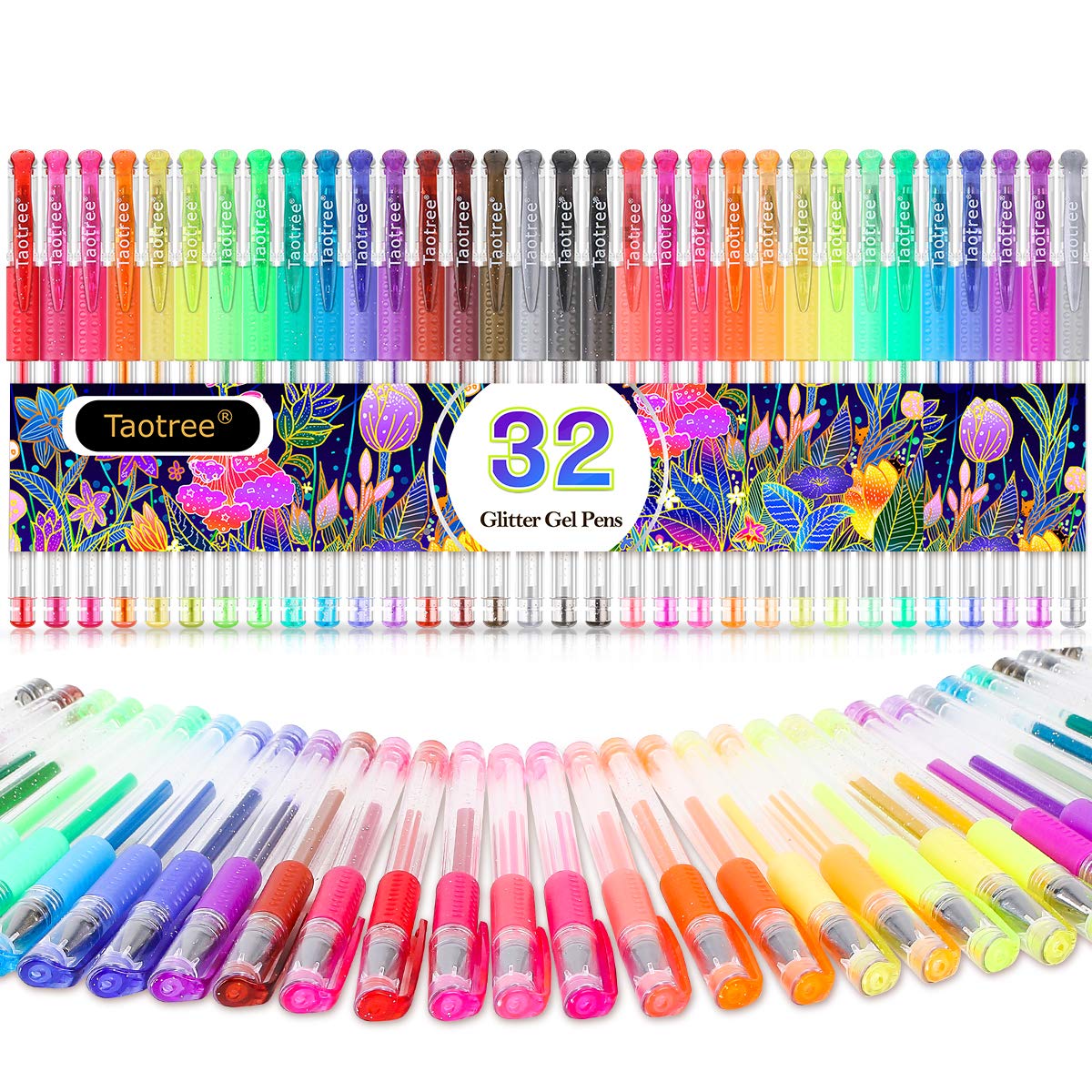 Glitter Gel Pens 32-Color Neon Glitter Pens Fine Tip Art Markers Set 40%  More Ink Colored Gel Pens for Adult Coloring Book Drawing Doodling  Scrapbook Journaling Sparkle Gel Pen Gift for Kids