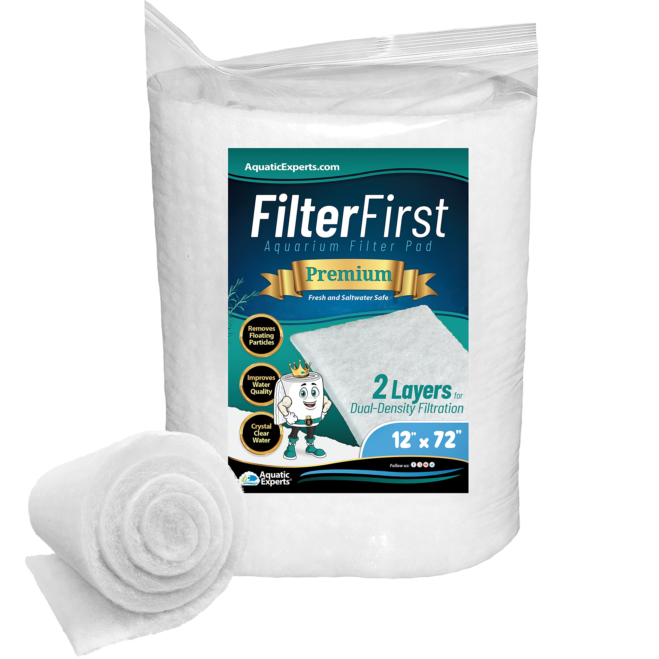 Aquarium Filter Pad FilterFirst Aquarium Filter Media Roll for Crystal  Clear Water - Aquarium Filter Floss for Fish Tank Filters ( Inches to 1  Inch Thick) 12 x 72