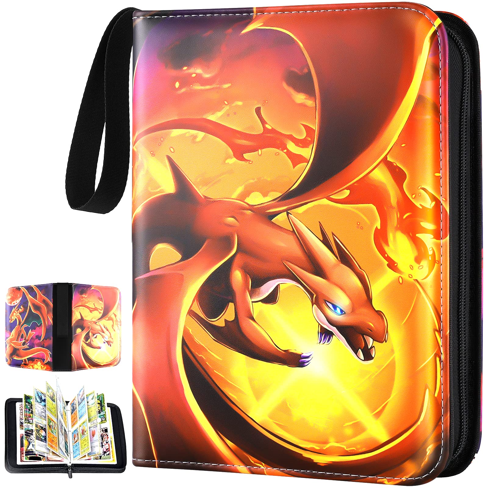 Elubbikok trading card binder,card holder holds 480 standard cards, with 60  removable sleeves,card holder collection clip album,Game card collection  organizer, suitable for gifts for boys and girls 480 pocket card books