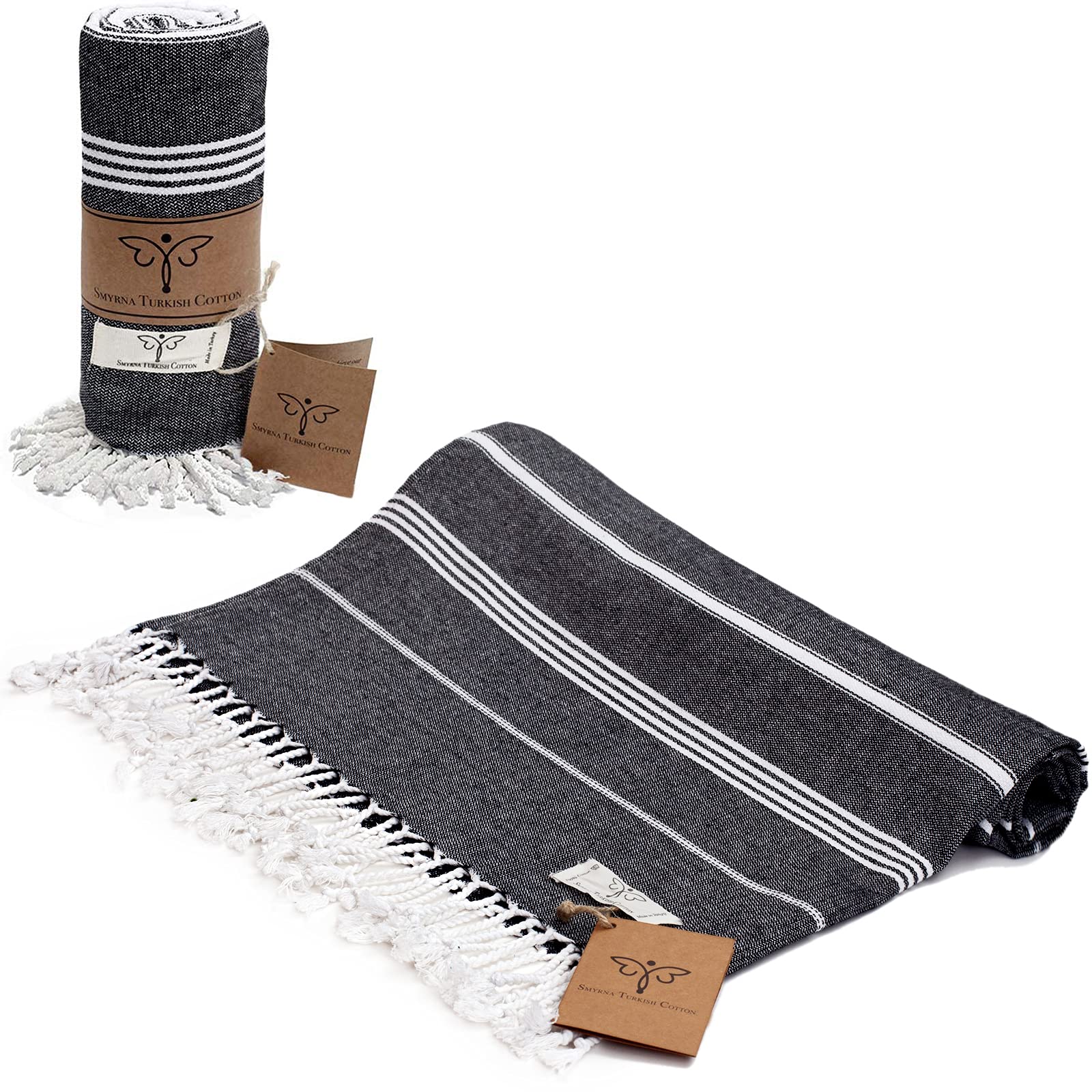 Turkish Beach Towel  100% Cotton, Prewashed, 38 x 70 Inches