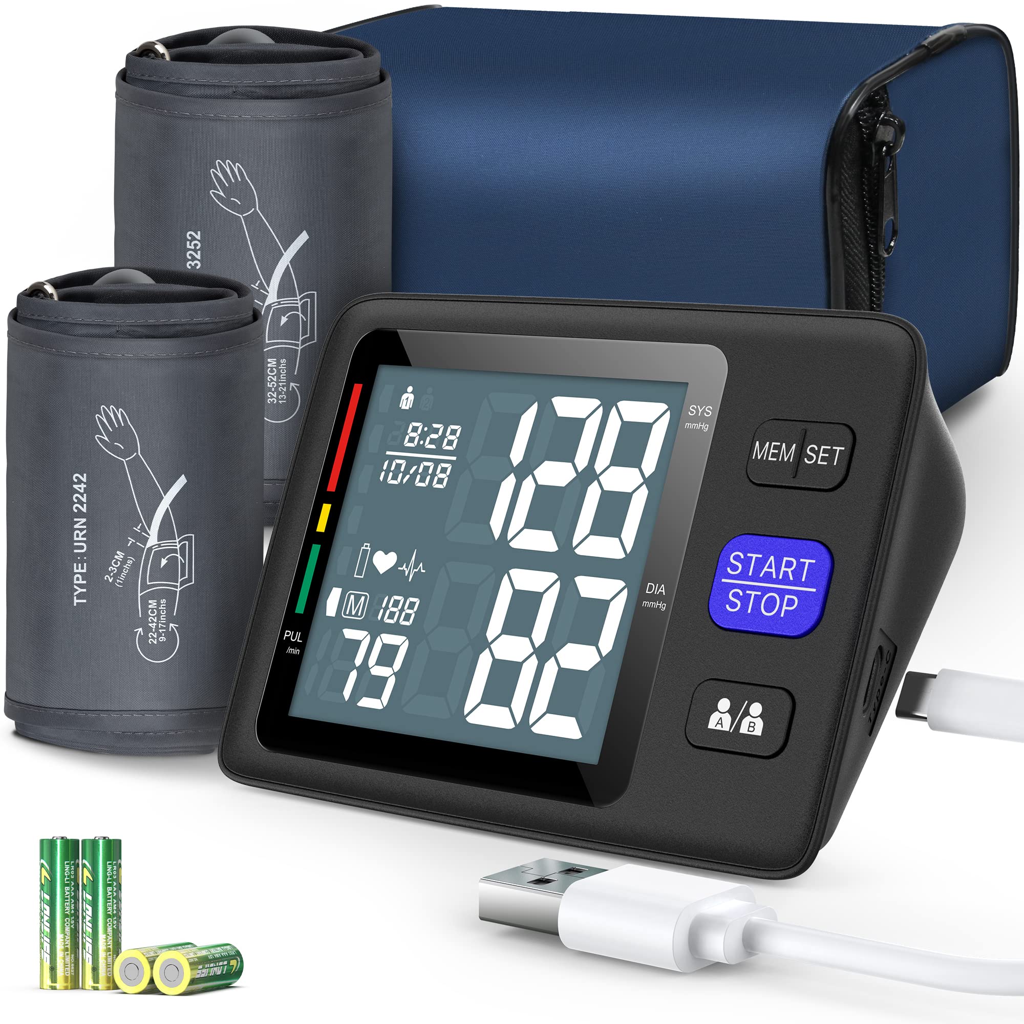 Blood Pressure Monitor for Upper Arm, LOVIA Accurate Automatic Digital BP  Machine with Cuff 22-40cm, 2×120 Sets Memory