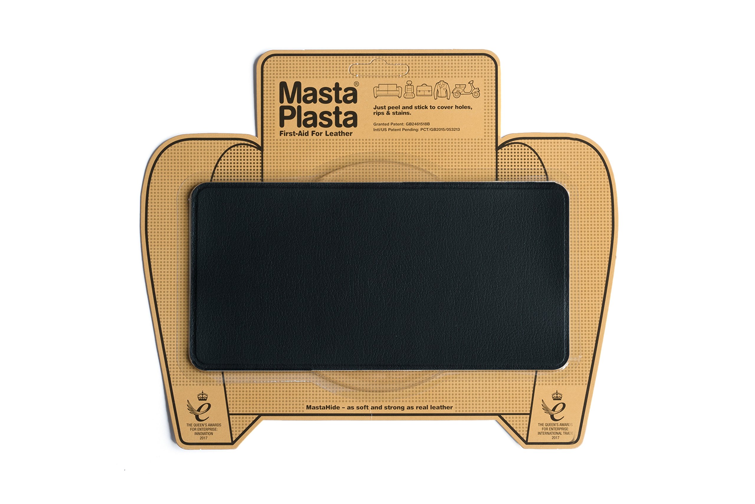 MastaPlasta Instant Self-Adhesive Premium Leather Repair Patch. Color:  Black Leather 8in x 4in /20cm x 10cm. Upholstery Quality Adhesive Patch for  Sofas, Car Interiors, Bags & More 8in x 4in A Black