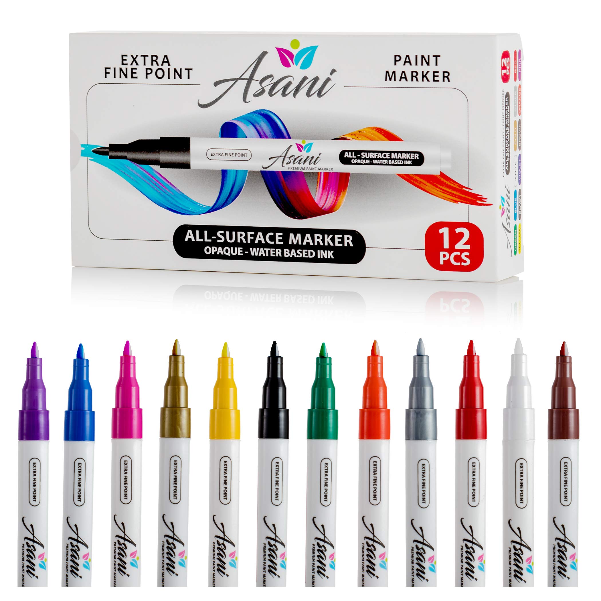 Acrylic Paint Pens for Rock Painting Set of 12 Paint Markers Extra Fine Tip  for Wood, Canvas, Plastic, Ceramic, Glass, Drawing & Craft Supplies for