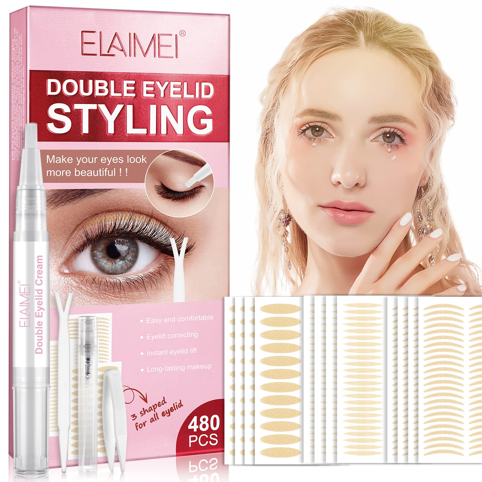 Eyelid Tape Invisible Eyelid Lifter Strips 480pcs Waterproof Double