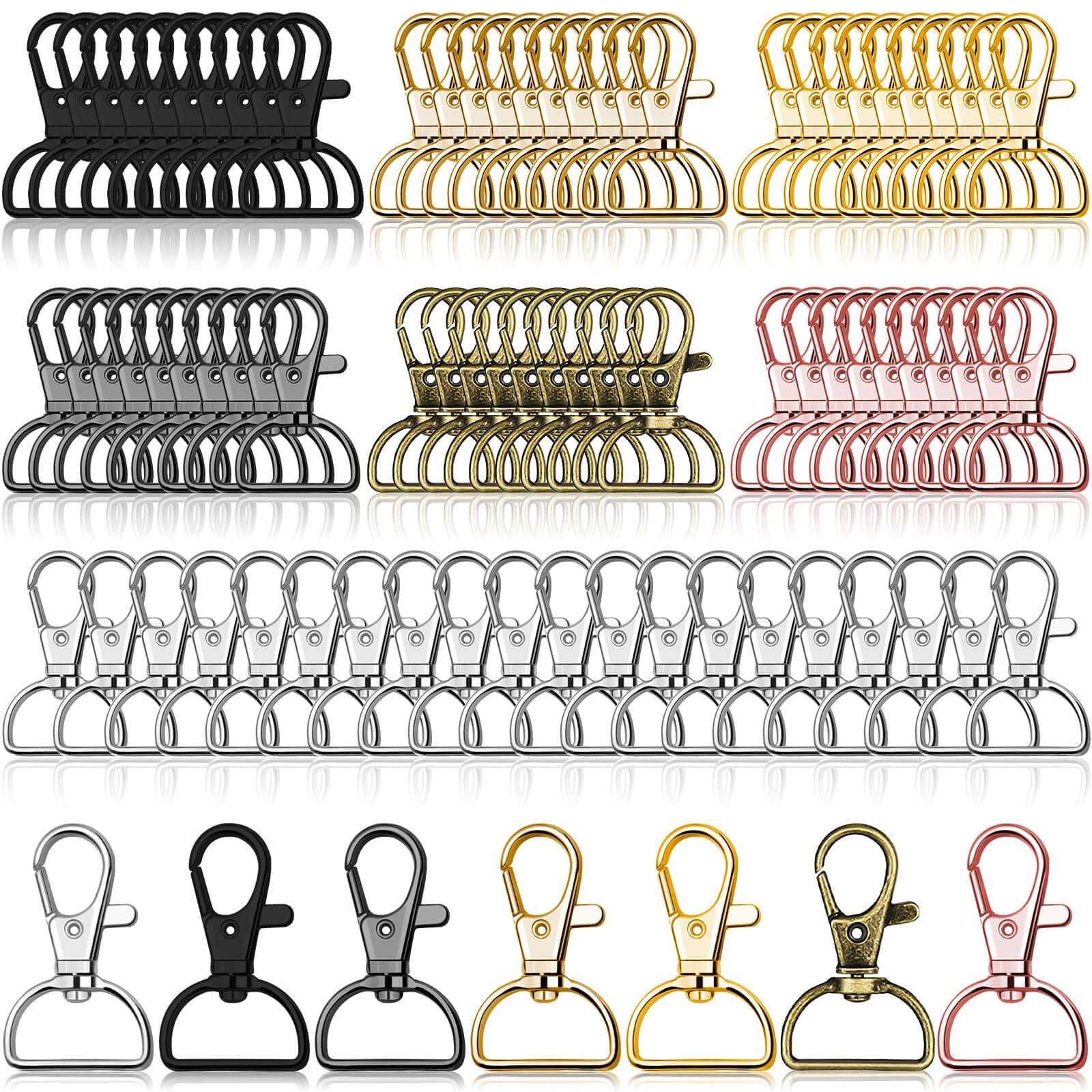 Swivel Clasp Hooks, Anezus 80Pcs Key Chain Clip Hooks, D Ring Clip Lanyard  Hardware for Keychain