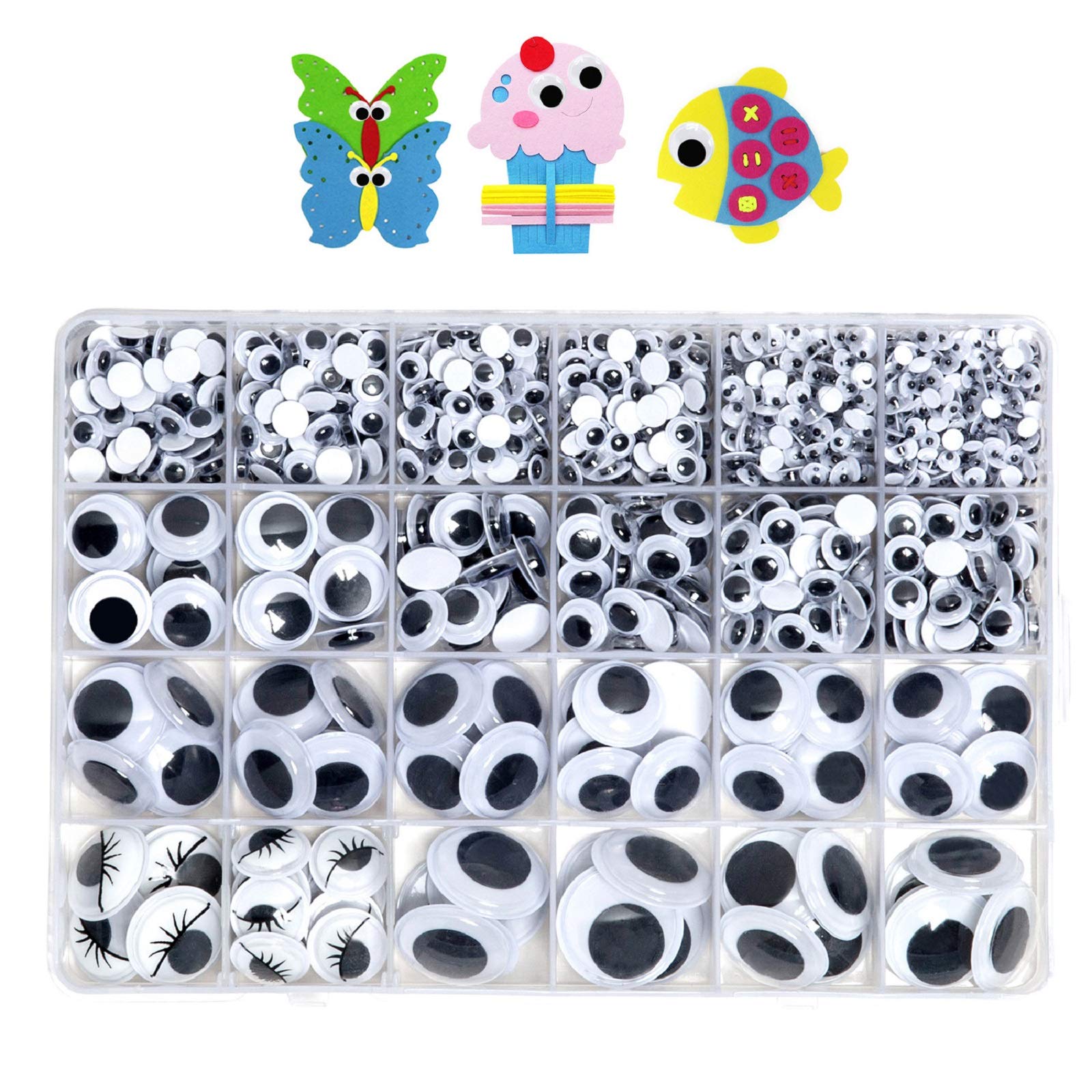 1210pcs Googly Wiggle Eyes Self Adhesive, for Craft Sticker Multi Sizes 4mm  to 25mm for DIY
