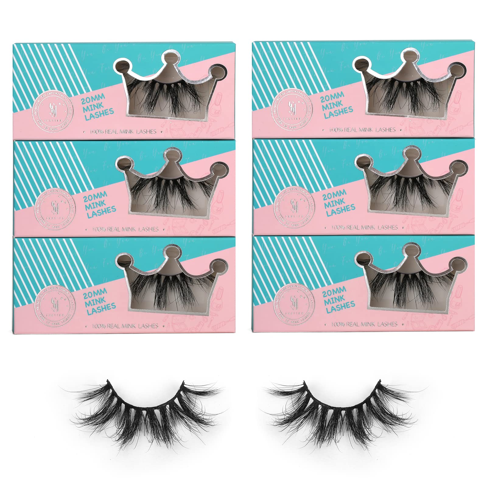 SY LASHES 25mm Mink Lashes 3D Real Mink Eyelashes Fluffy Dramatic False  Eyelashes 6D Wispy Long Thick Handmade Luxury Volume Strip Eye Lashes (3  Pairs Doll Honey Queen) 3Pairs 25mm