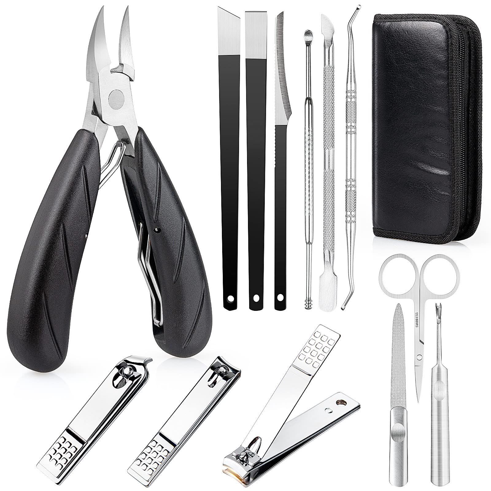 8 Pcs Toenail Clippers, Thick & Ingrown Toe Nail Clippers for Men & Seniors,  Pedicure Clippers Toenail Cutters