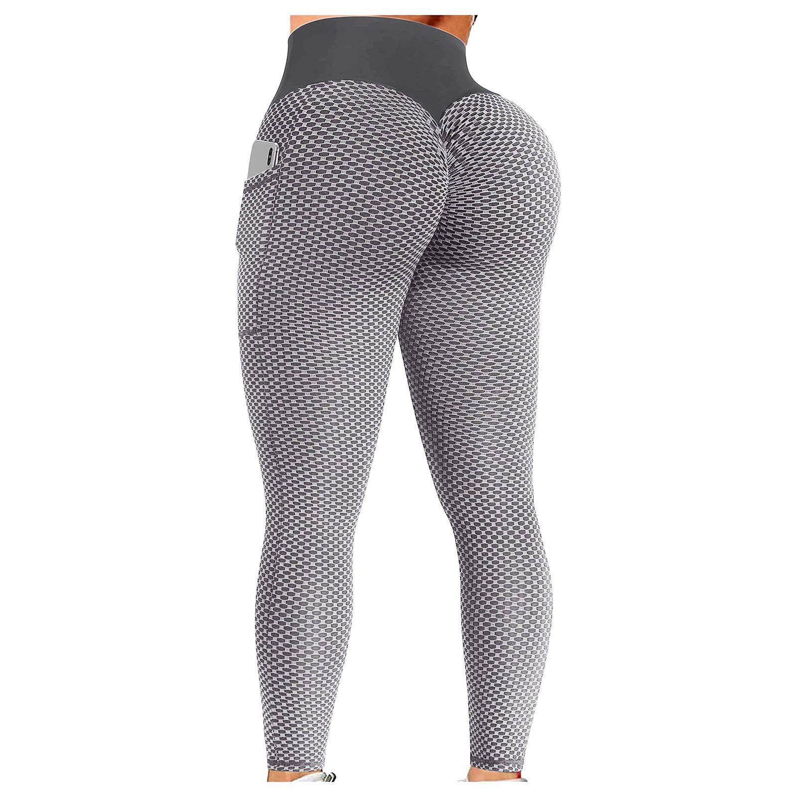 LIEIKIC TIK Tok Leggings, Women Butt Lift Yoga Pants with Pockets, High  Waist Bubble Hip Lift Workout Running Tights #01- Gray Small