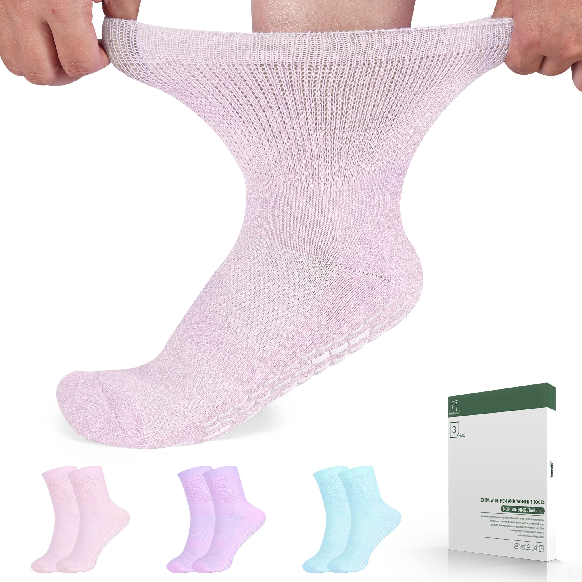 Diabetic Ankle Socks for Men & Women with Grips