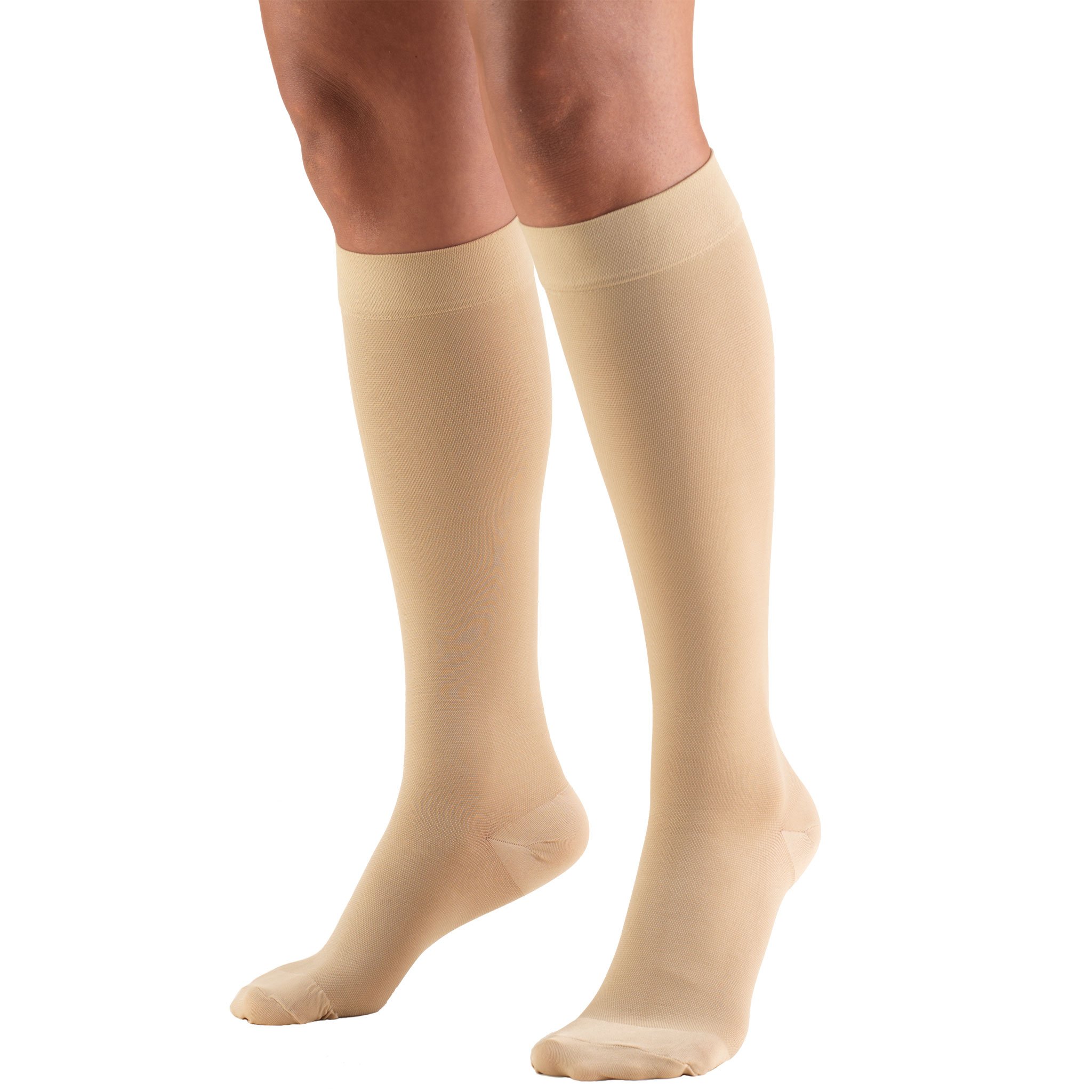 Truform 20-30 mmHg Compression Stockings for Men and Women, Knee High  Length, Closed Toe, Beige