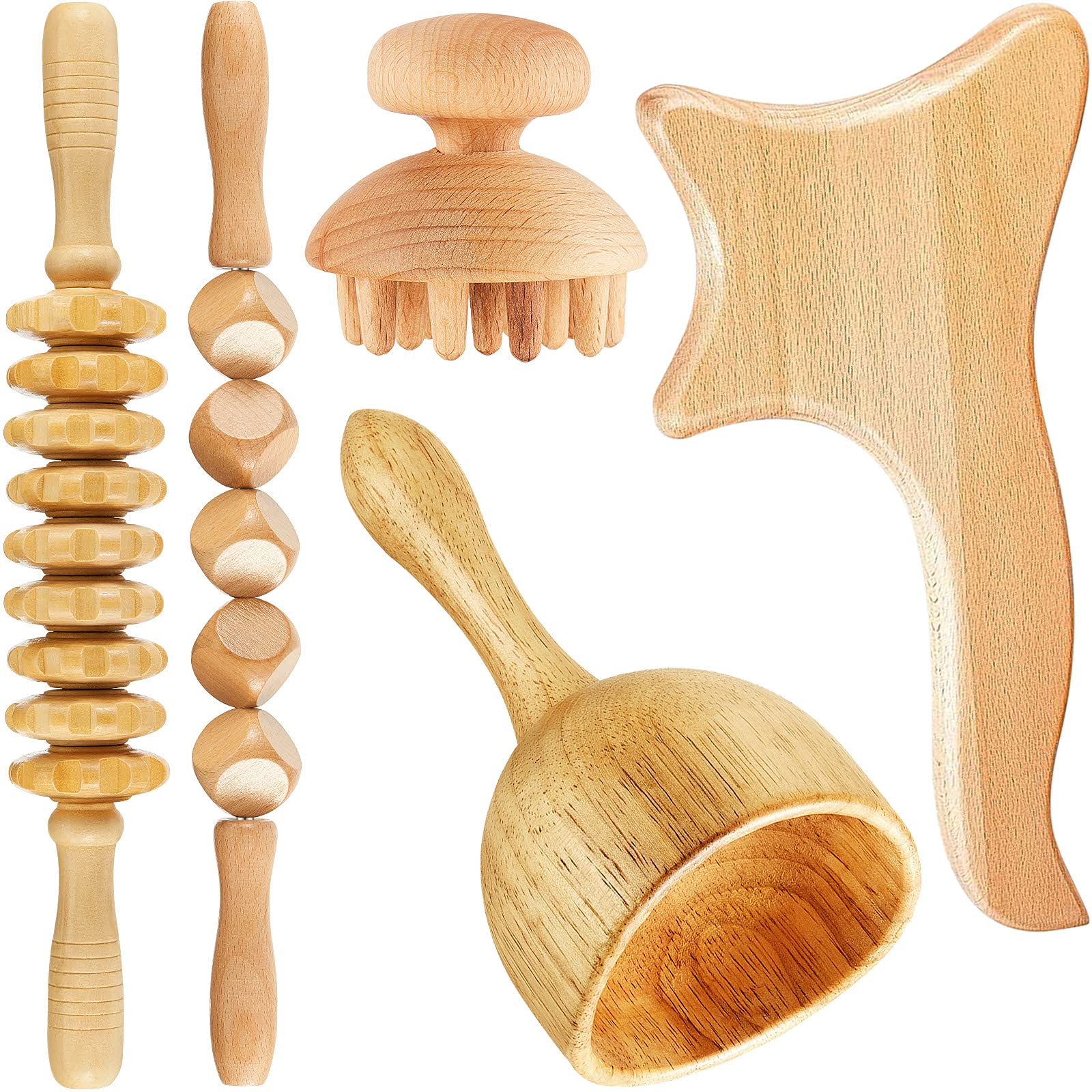 Professional Wood Therapy Massage Tools 5-in-1 Maderoterapia Kit