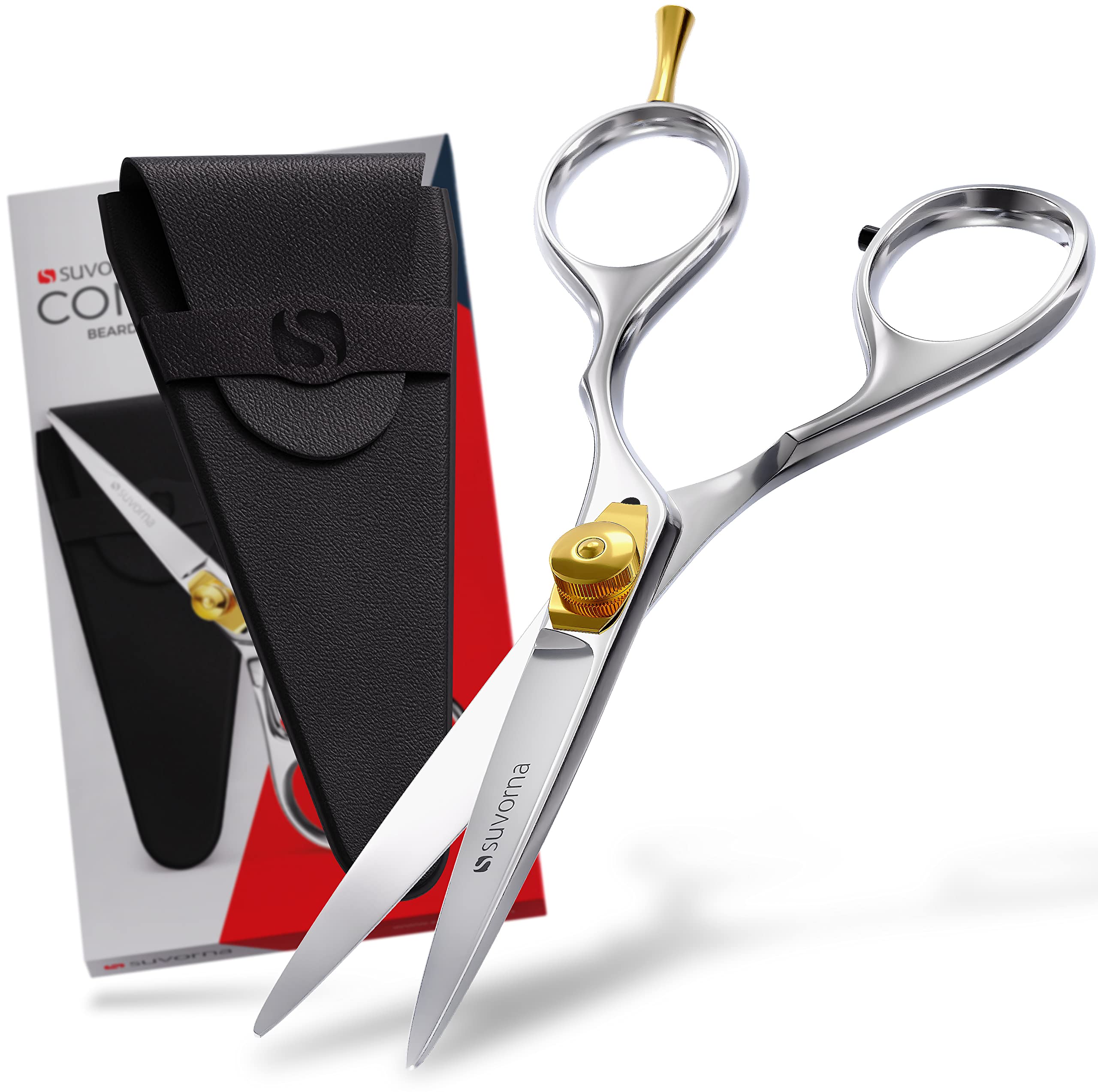  Suvorna 5.5 hair cutting scissors for professional, barber &  hairdresser - hair shears for cutting, trimming, grooming, precision,  facial hair - Right Hand hair scissors for men, women, kids, adults. 