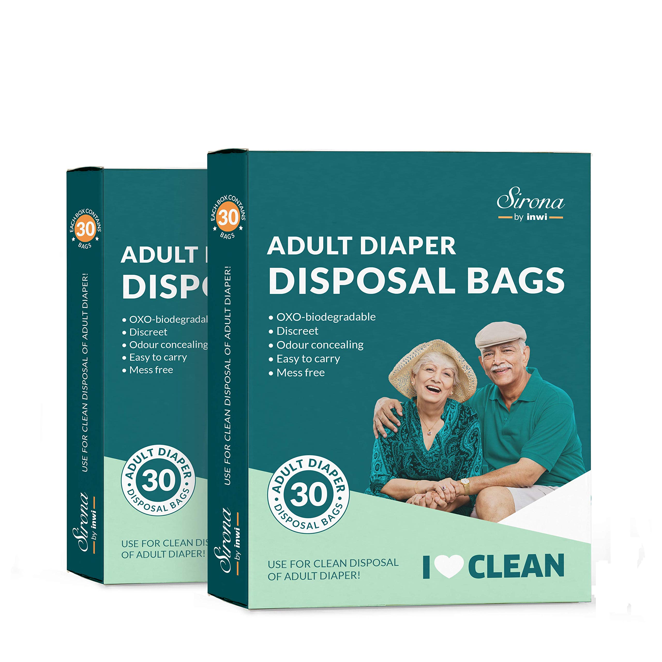 Sirona Premium Adult Diaper Disposal Bags - Pack of 60, Nature Friendly  Odor Sealing Bags for Discreet Disposal of Adult Diapers, Baby Diapers and  Feminine Hygiene Products