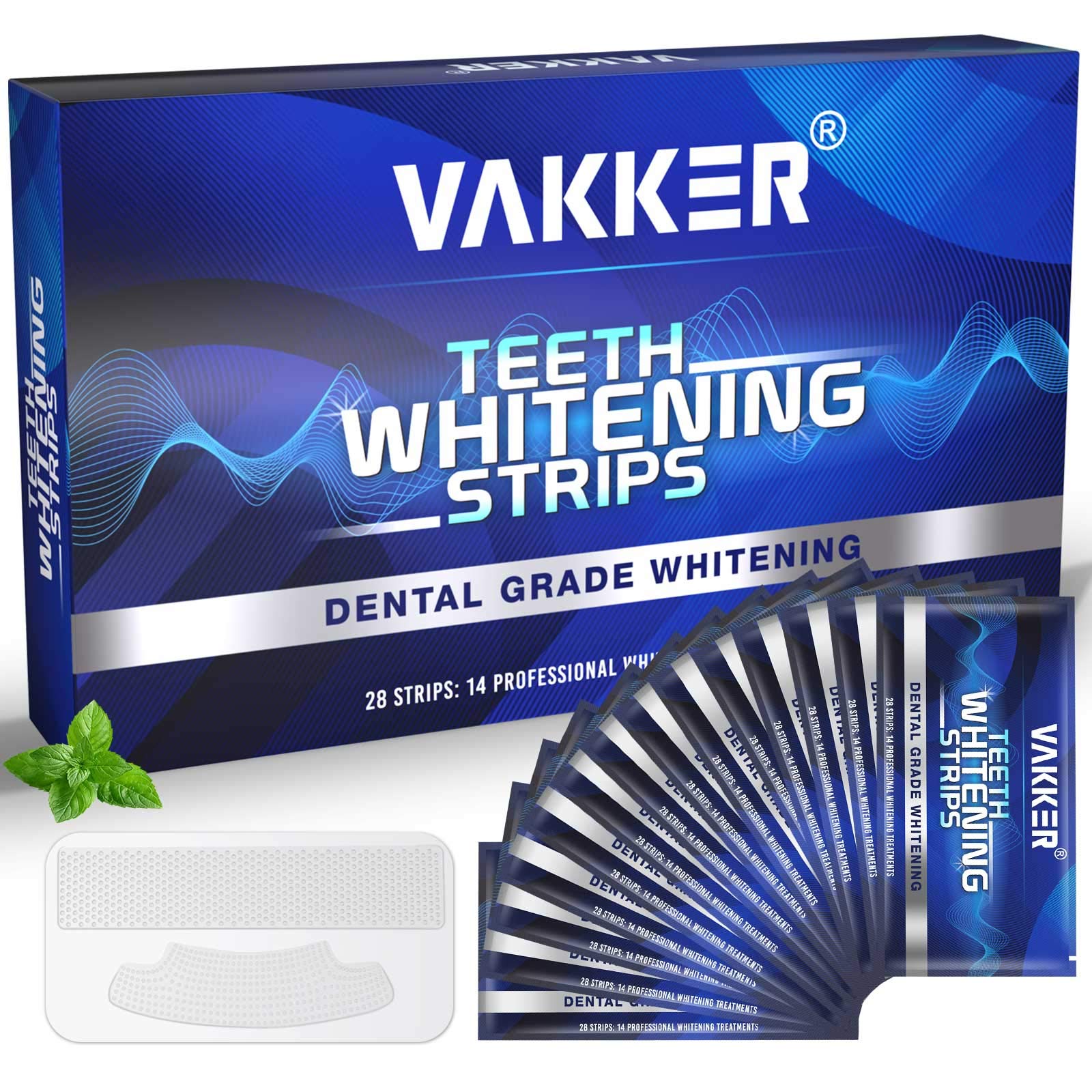 Teeth Whitening Strip, VAKKER 28 Non-Sensitive White Strips Teeth Whitening  Kit, 30 mins Fast-Result Teeth Whitener for Tooth Whitening, Up to 10  Shades Whiter, Remove Stains from Coffee, Smoking