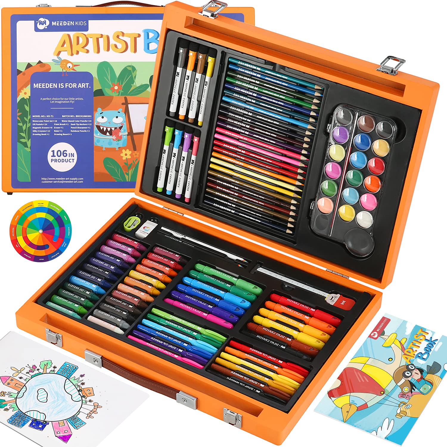 MEEDEN KIDS Drawing Set Gift for Boys & Girls Wood Case Artist Painting Set  with Silky Crayons Oil Pastels Waterbased Pencils Dry Erase Markers Art  Suplies Coloring Set with Paint Pad White
