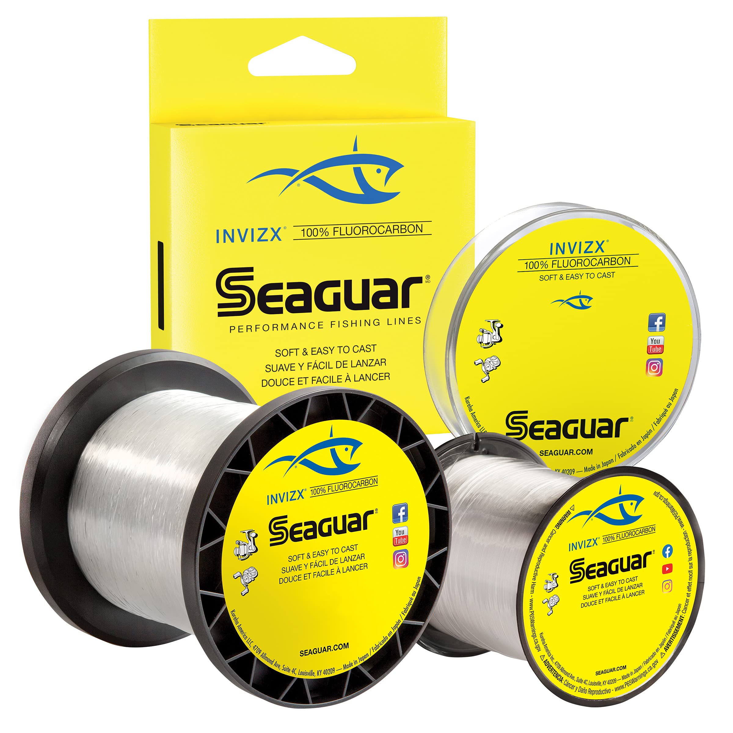 Seaguar InvizX 100% Fluorocarbon 1000yd 8lb, Clear, One Size (08VZ1000)