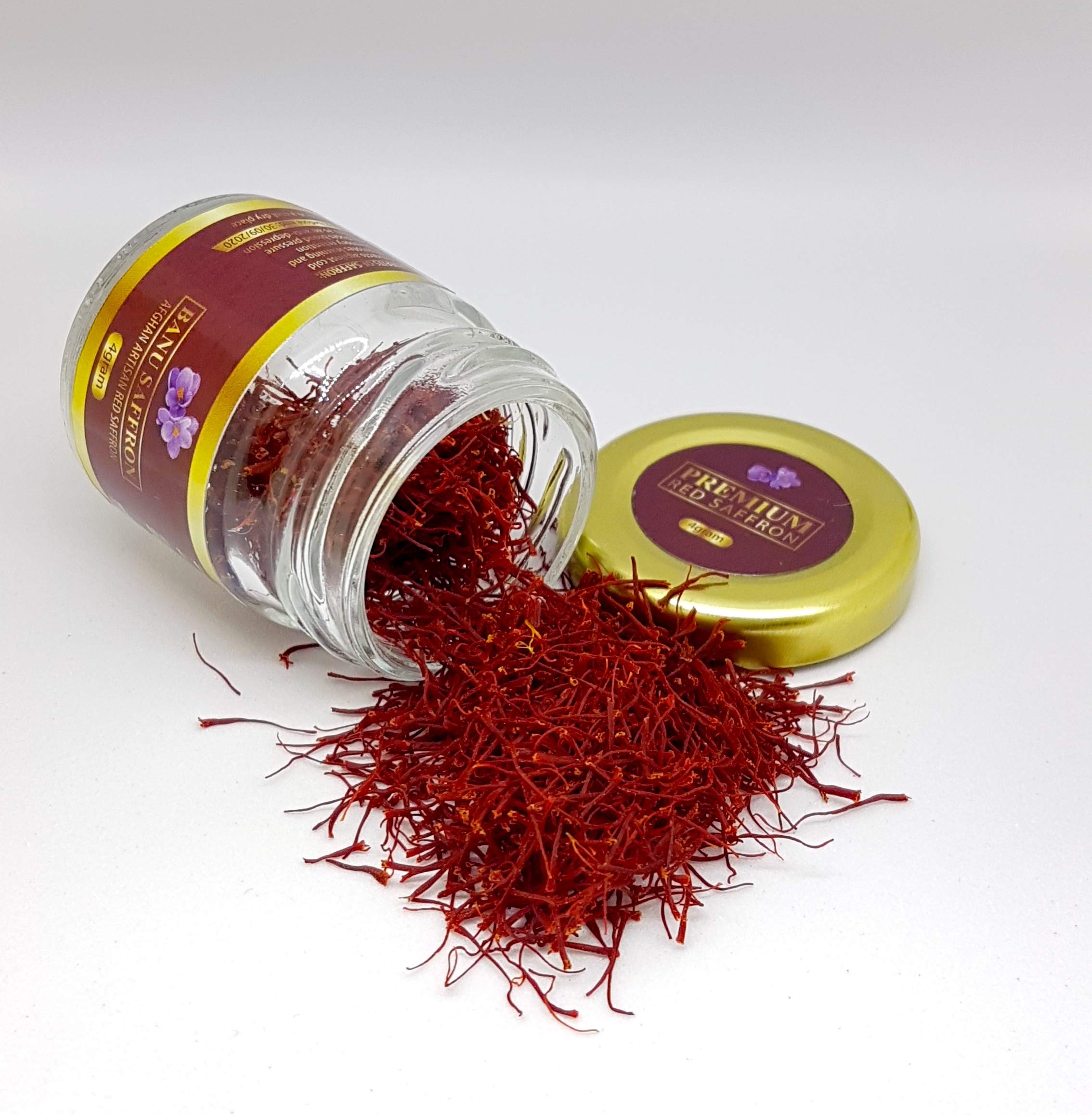 Organic Saffron - Banu Saffron Award Winning all Red Certified Organic  Saffron Threads - 1 Gram (0.035 Ounce) 1.0 Grams